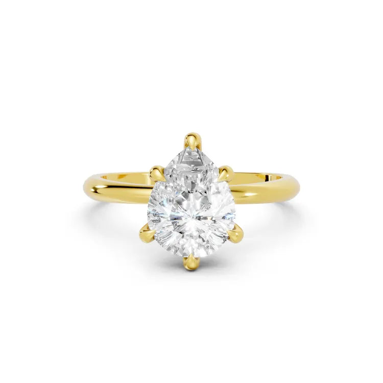 14K Gold Pear Cut Diamond Solitaire Engagement Ring