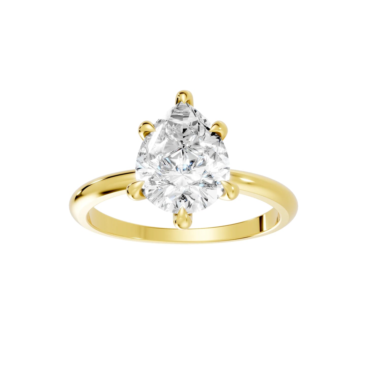 14K Gold Pear Cut Diamond Solitaire Engagement Ring