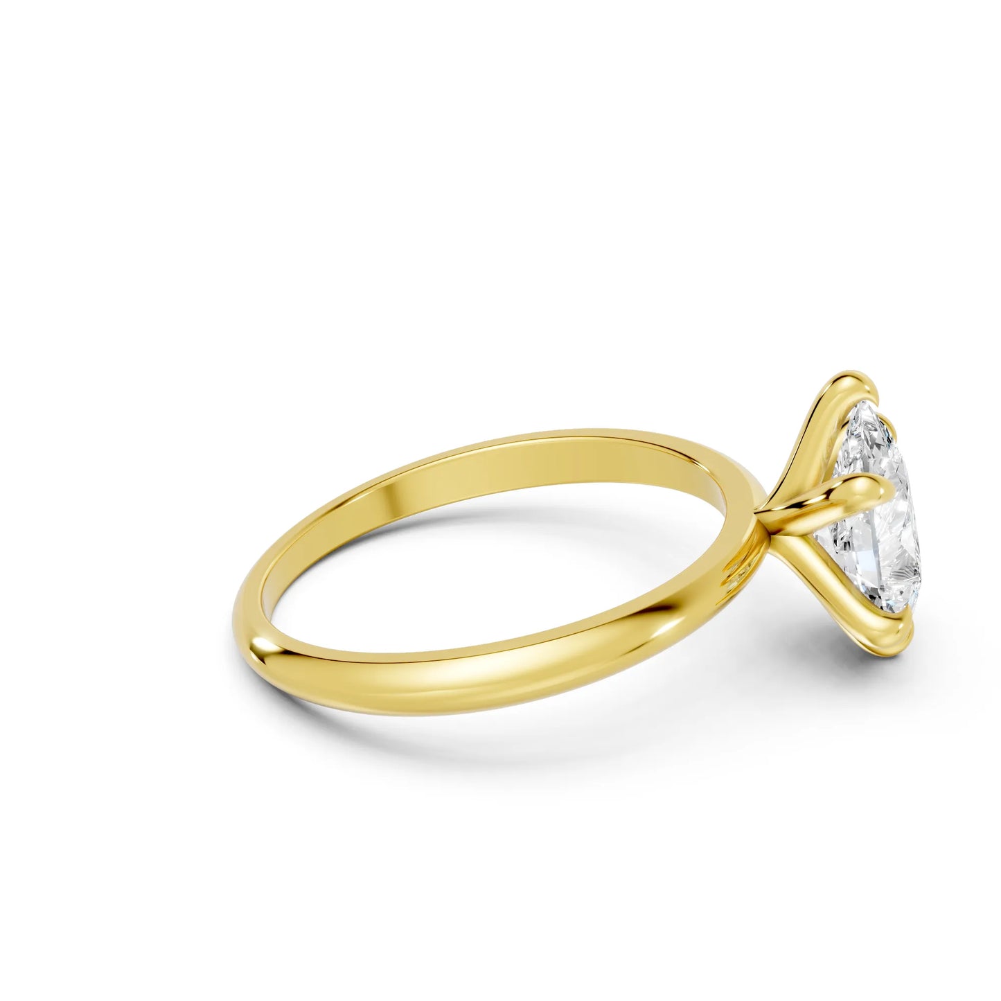 14K Gold Pear Cut Diamond Solitaire Engagement Ring