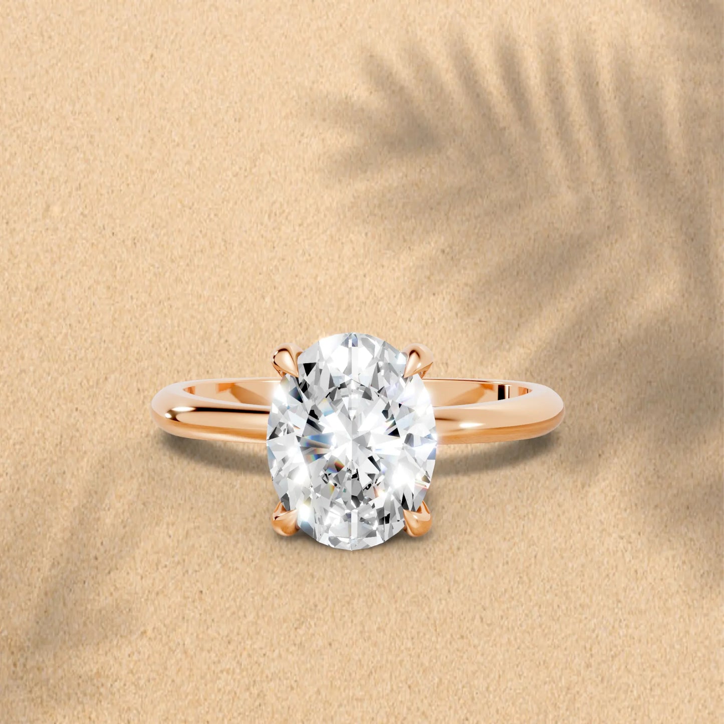 14K Gold Oval Cut Diamond Solitaire Engagement Ring