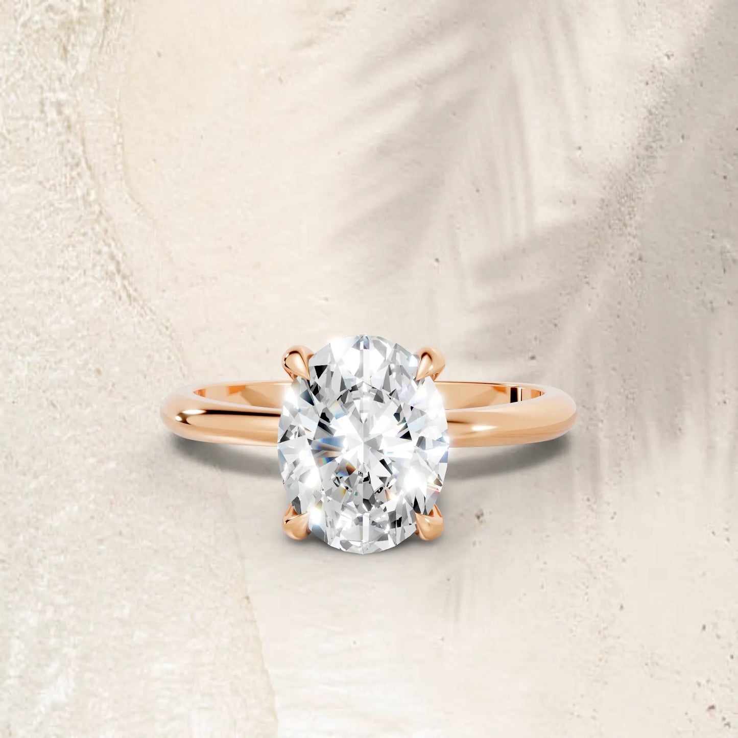 14K Gold Oval Cut Diamond Solitaire Engagement Ring