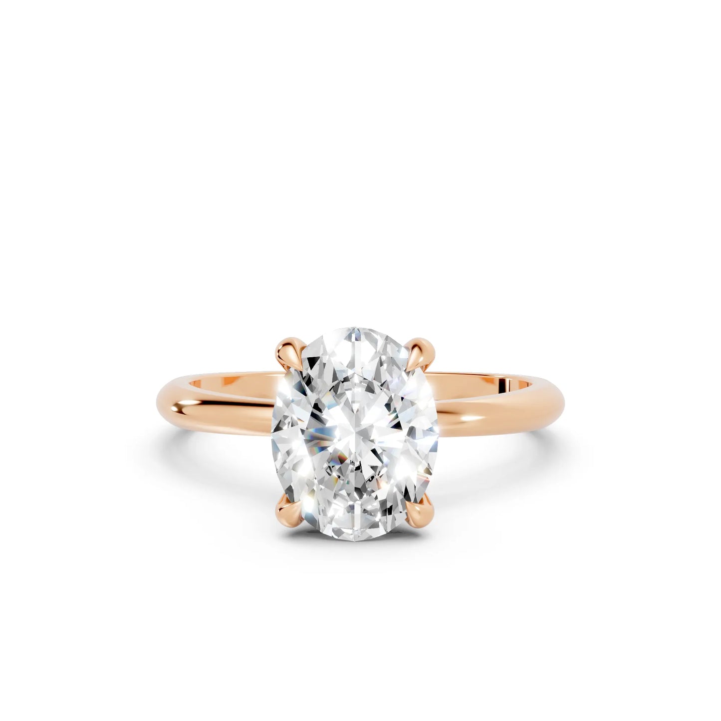 14K Gold Oval Cut Diamond Solitaire Engagement Ring