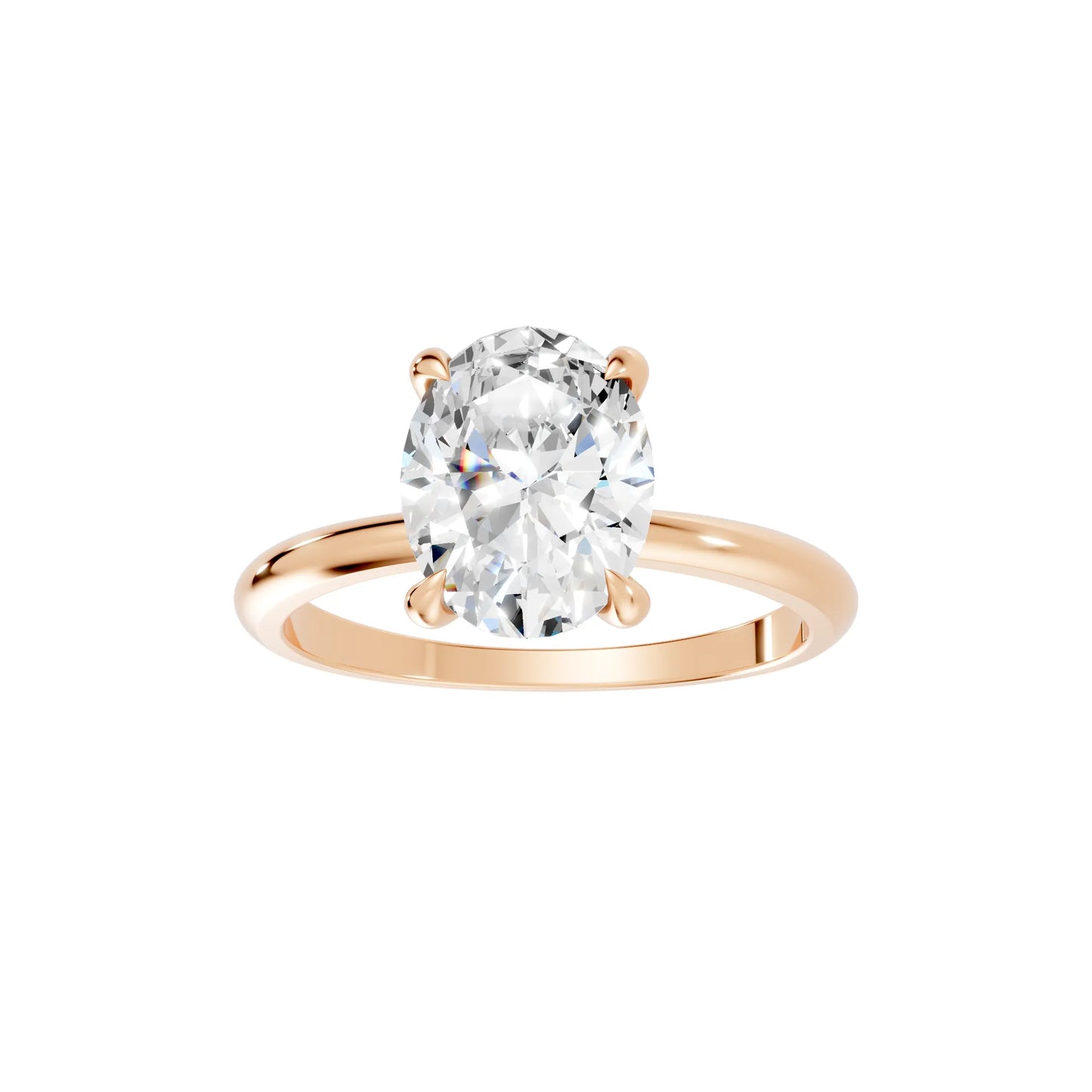 14K Gold Oval Cut Diamond Solitaire Engagement Ring