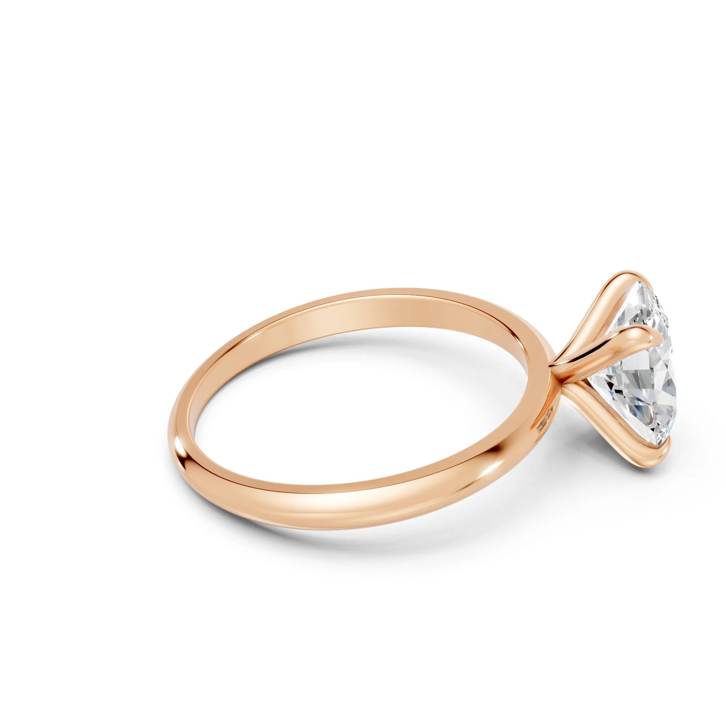 14K Gold Oval Cut Diamond Solitaire Engagement Ring