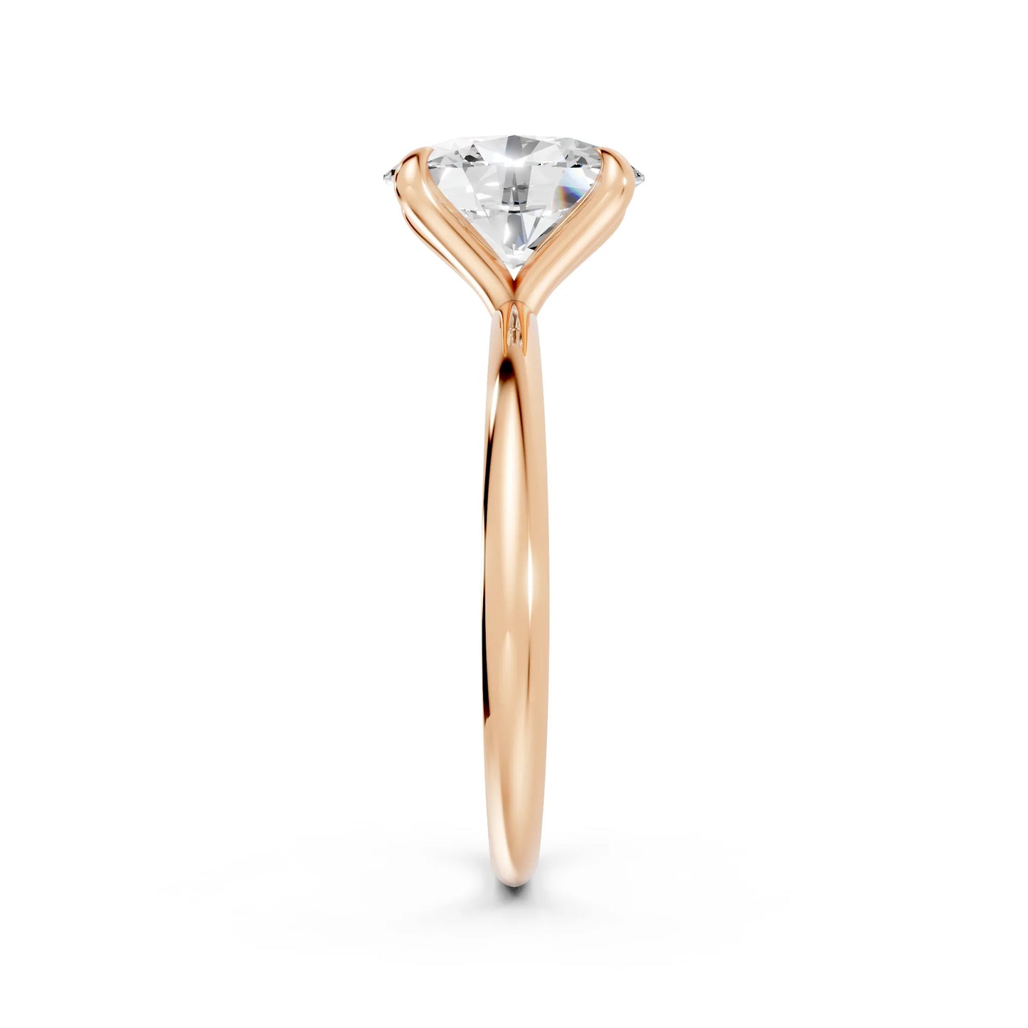 14K Gold Oval Cut Diamond Solitaire Engagement Ring