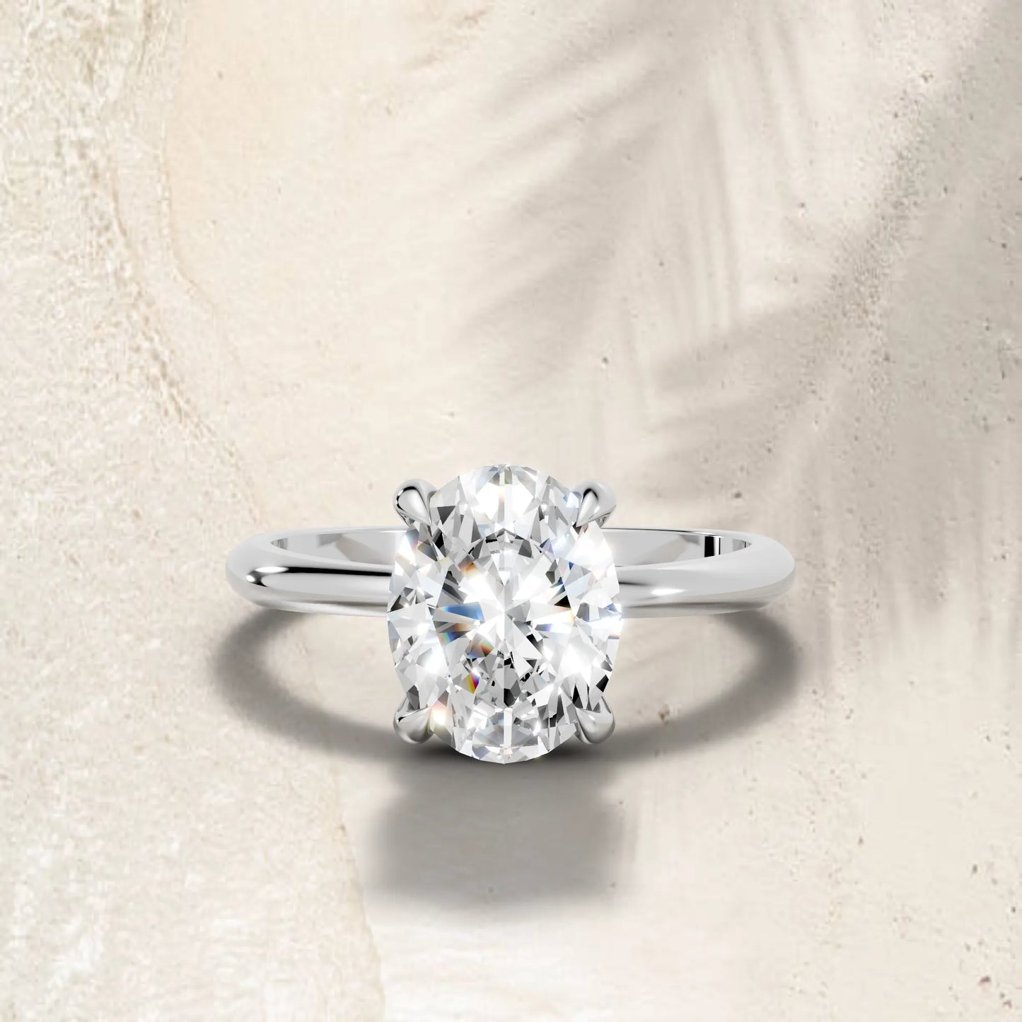 14K Gold Oval Cut Diamond Solitaire Engagement Ring