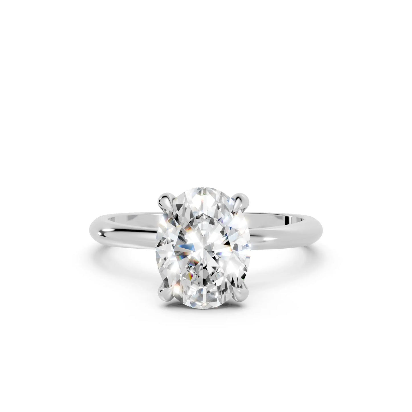 14K Gold Oval Cut Diamond Solitaire Engagement Ring