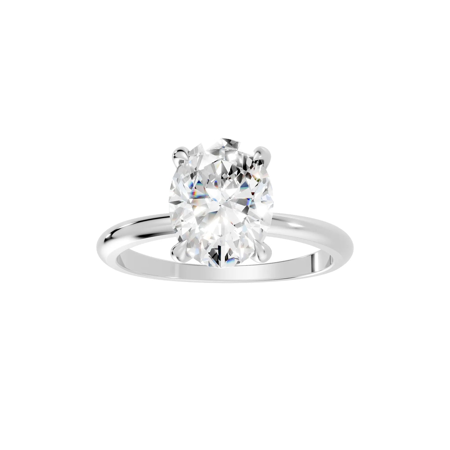 14K Gold Oval Cut Diamond Solitaire Engagement Ring