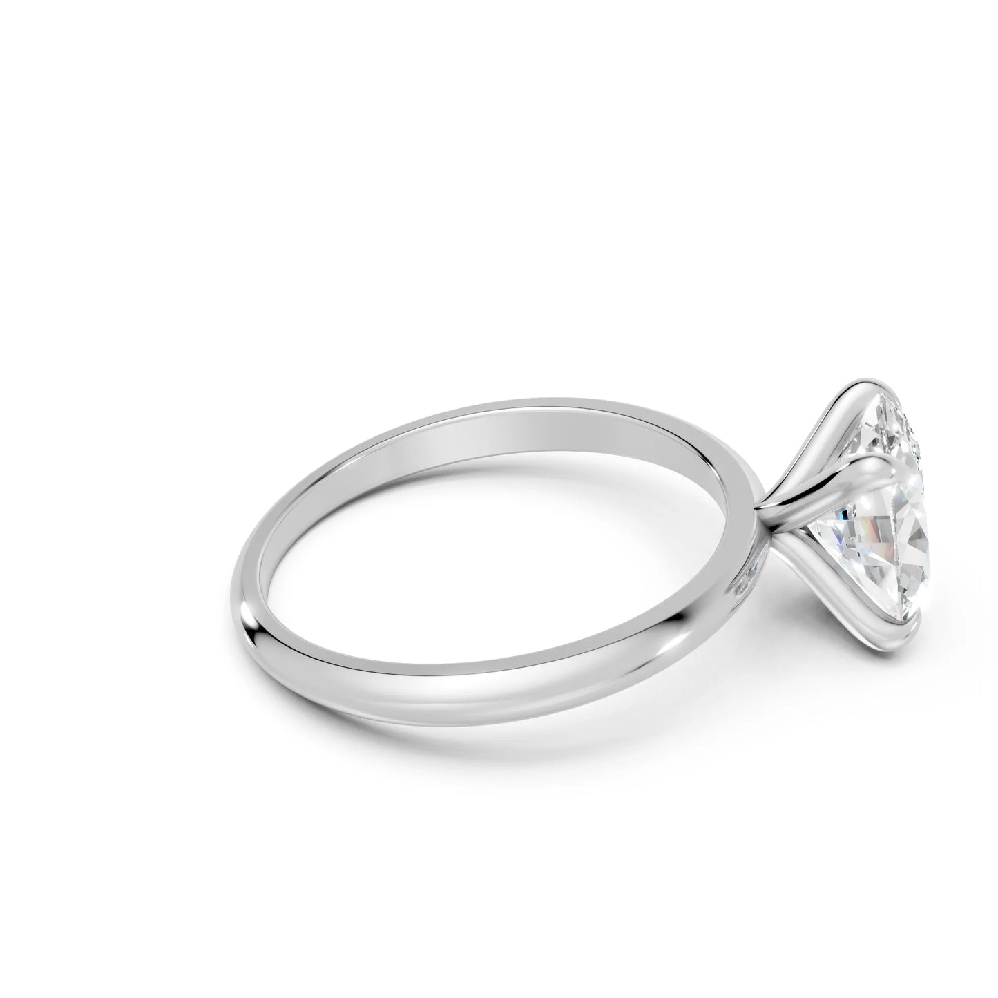 14K Gold Oval Cut Diamond Solitaire Engagement Ring