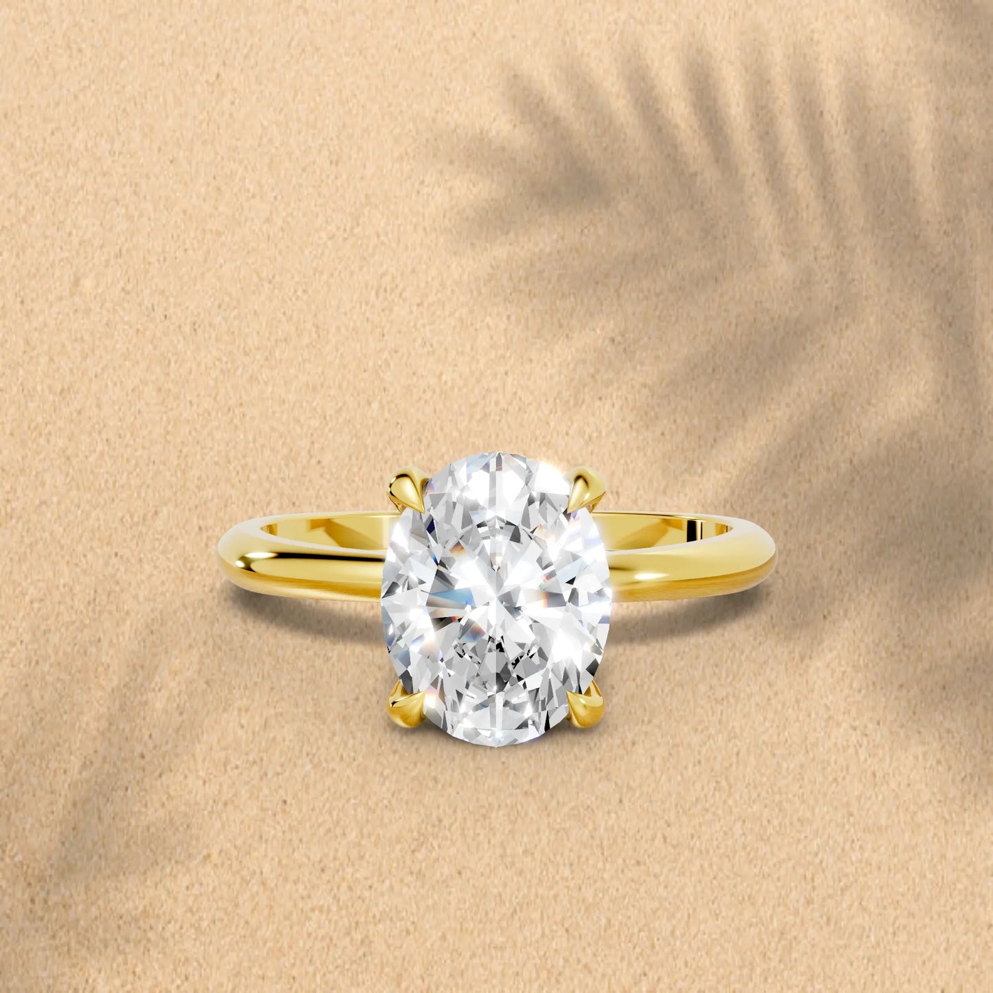 14K Gold Oval Cut Diamond Solitaire Engagement Ring