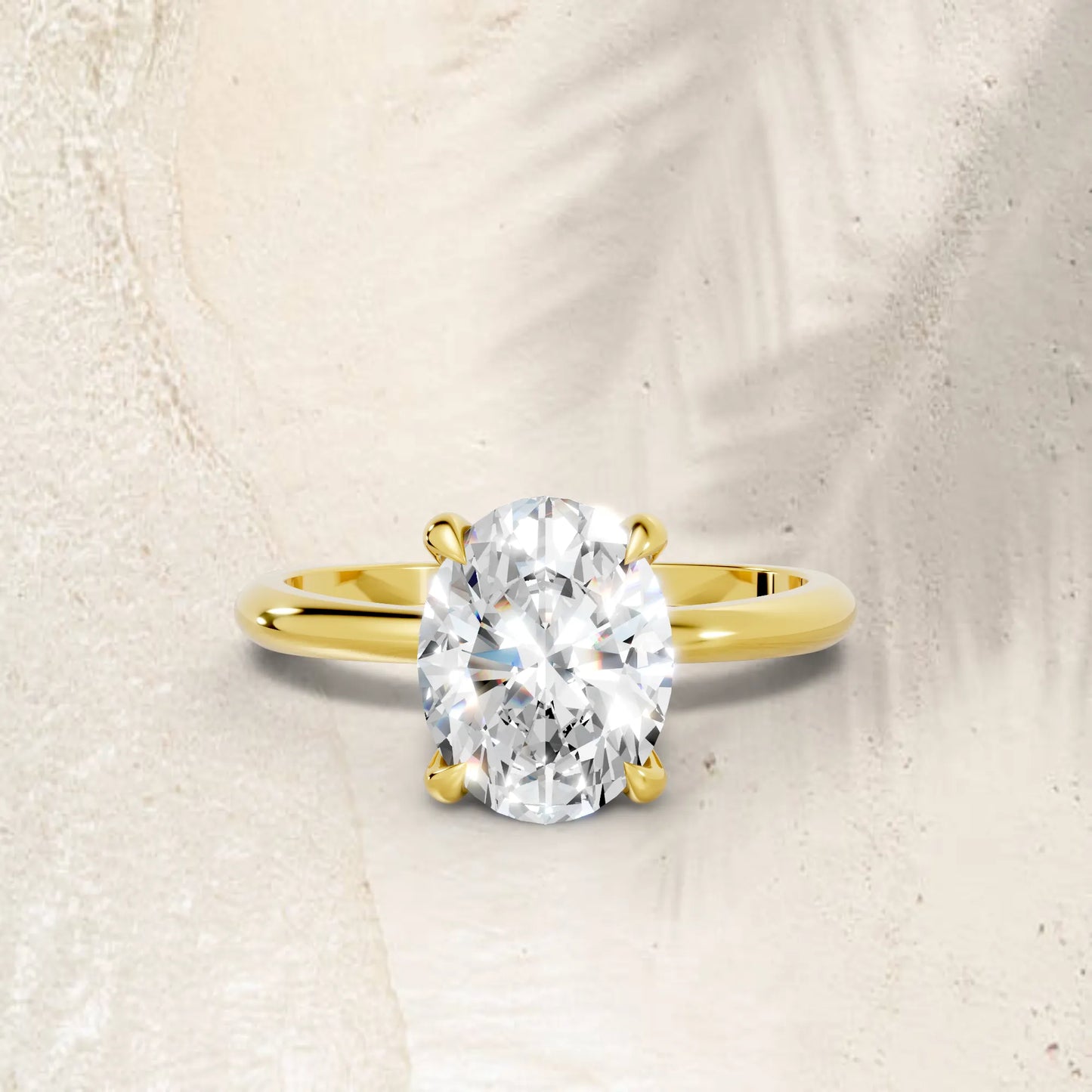 14K Gold Oval Cut Diamond Solitaire Engagement Ring