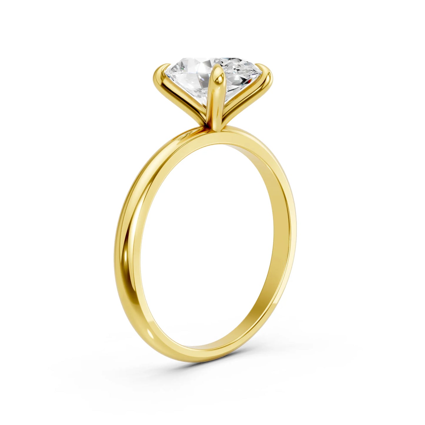 14K Gold Oval Cut Diamond Solitaire Engagement Ring