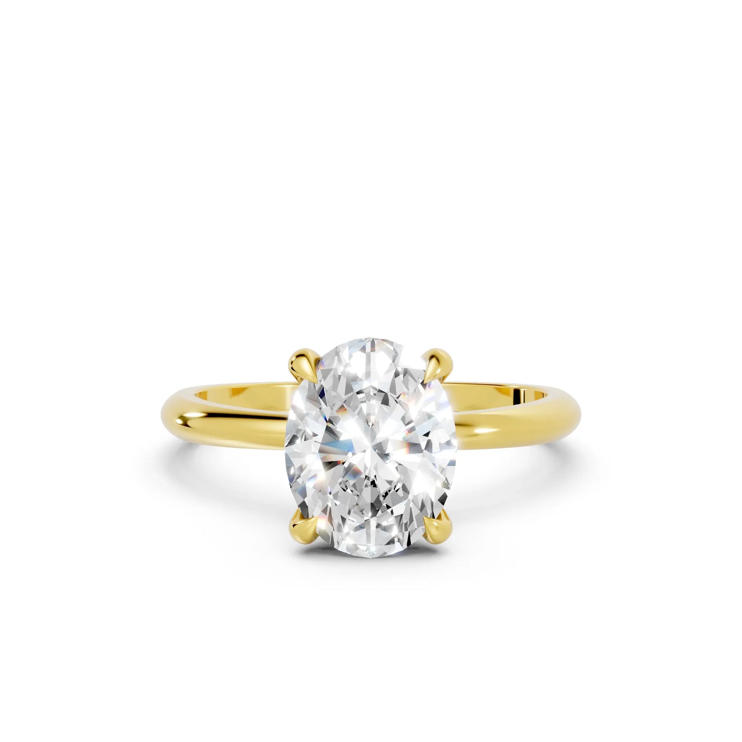 14K Gold Oval Cut Diamond Solitaire Engagement Ring