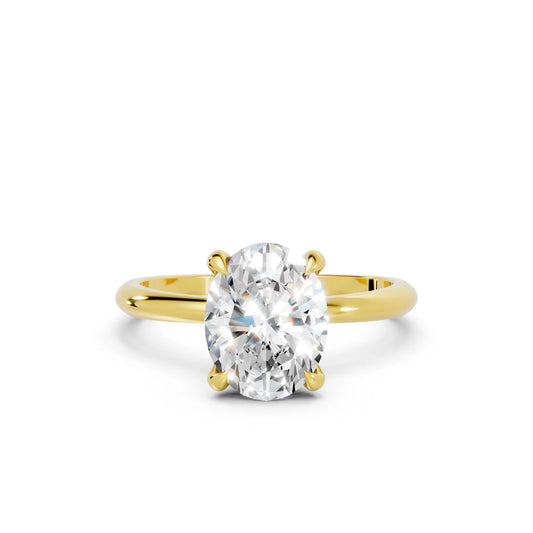 14K Gold Oval Cut Diamond Solitaire Engagement Ring