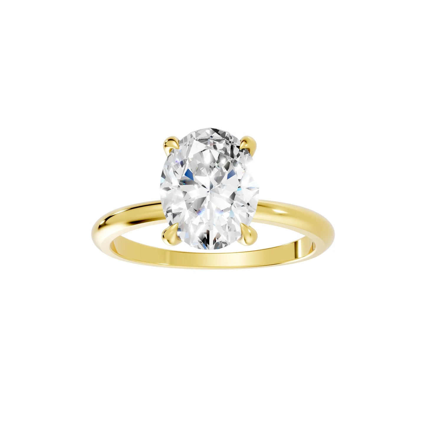 14K Gold Oval Cut Diamond Solitaire Engagement Ring