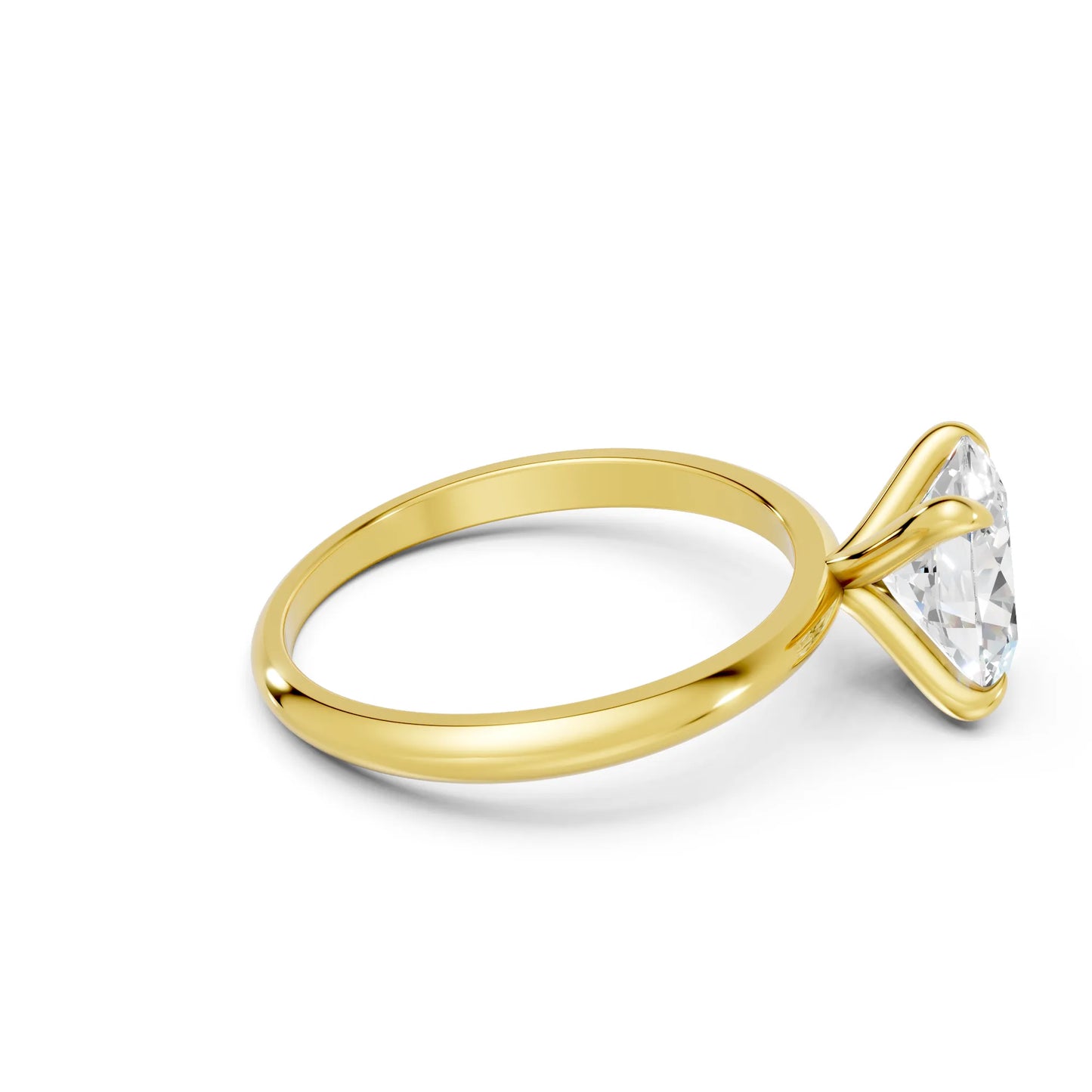 14K Gold Oval Cut Diamond Solitaire Engagement Ring