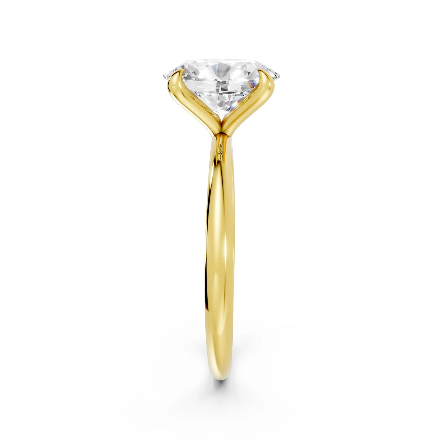 14K Gold Oval Cut Diamond Solitaire Engagement Ring