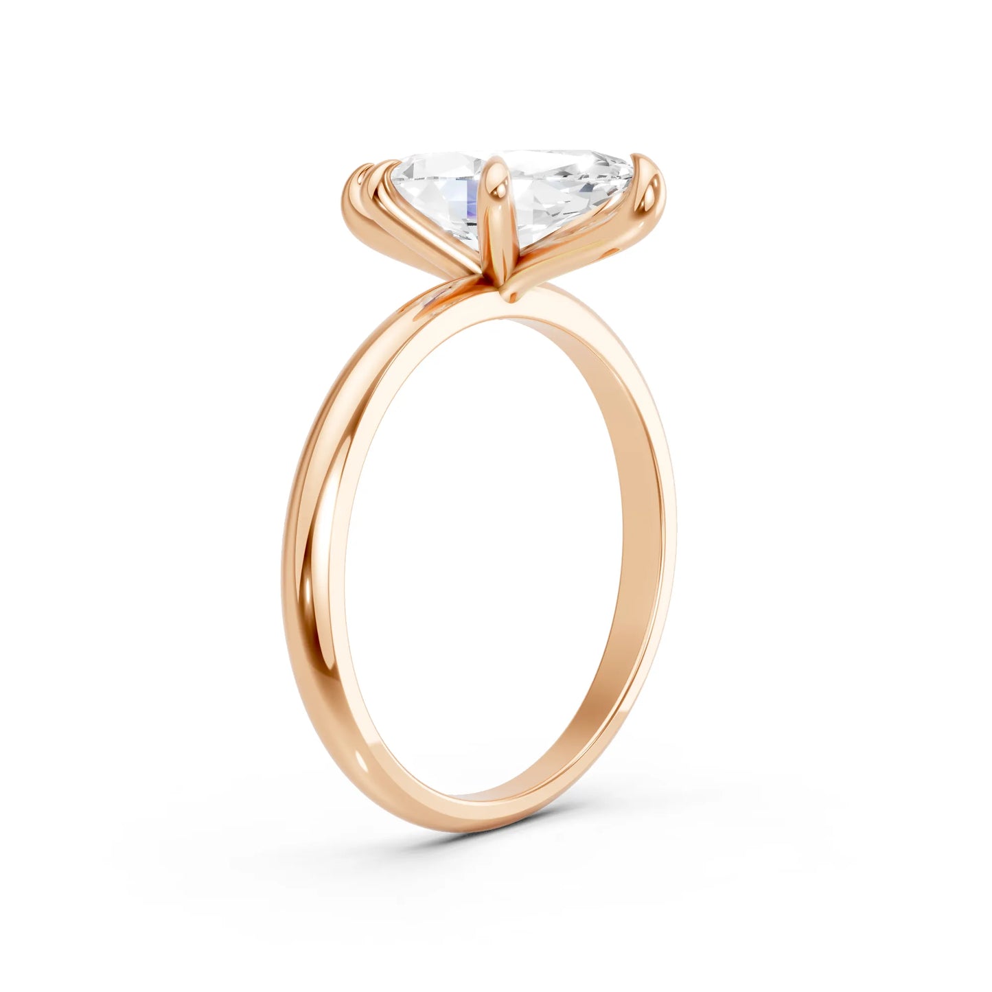 14K Gold Marquise Cut Diamond Solitaire Engagement Ring