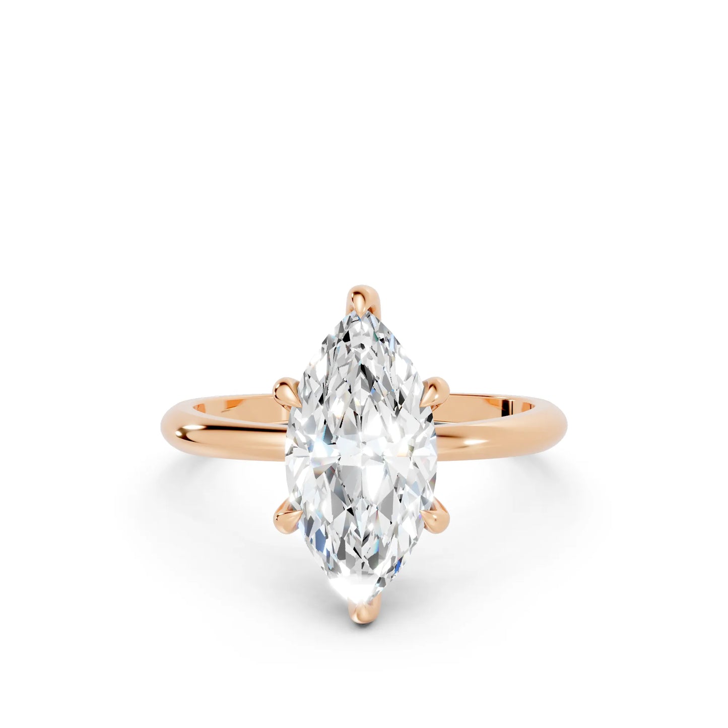 14K Gold Marquise Cut Diamond Solitaire Engagement Ring