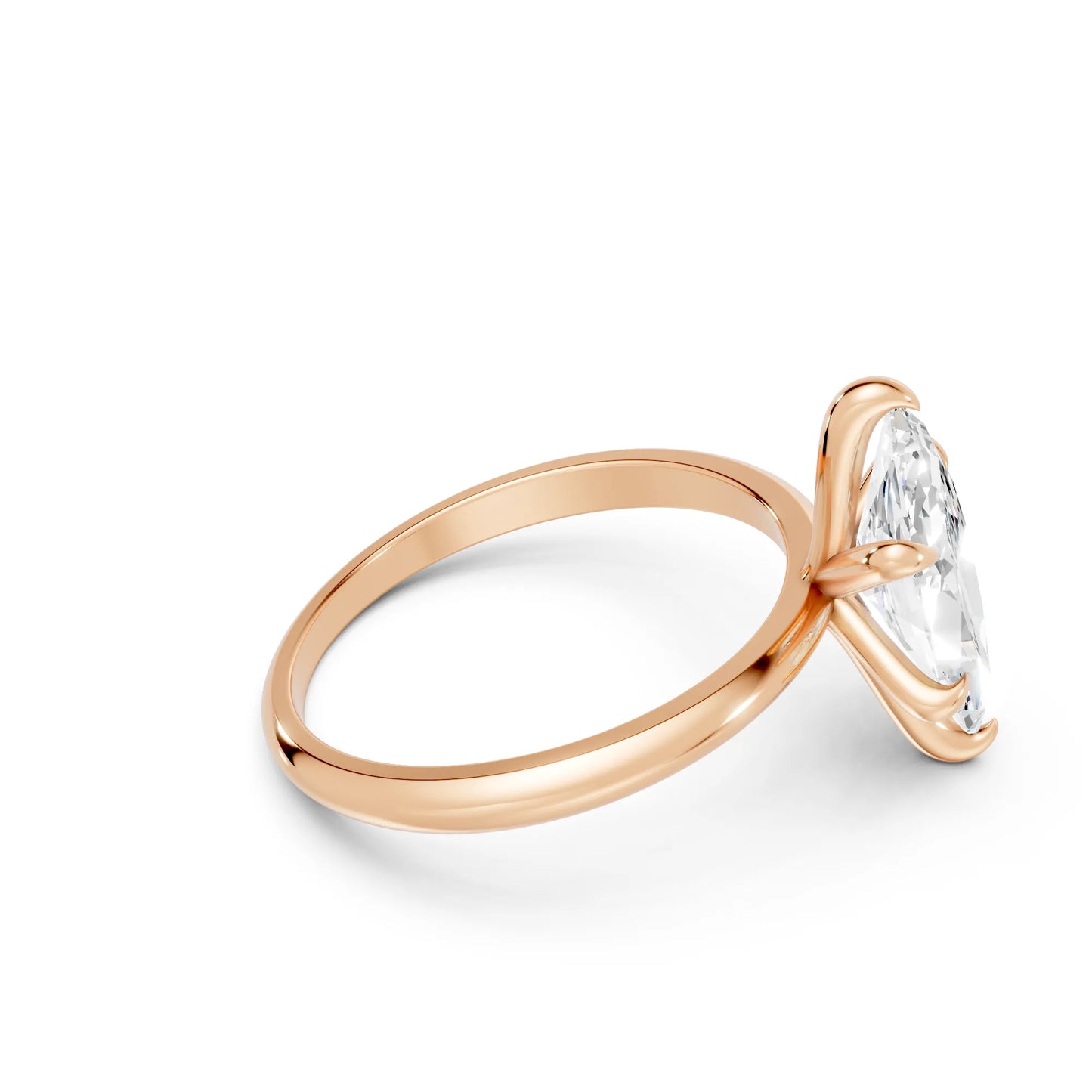 14K Gold Marquise Cut Diamond Solitaire Engagement Ring