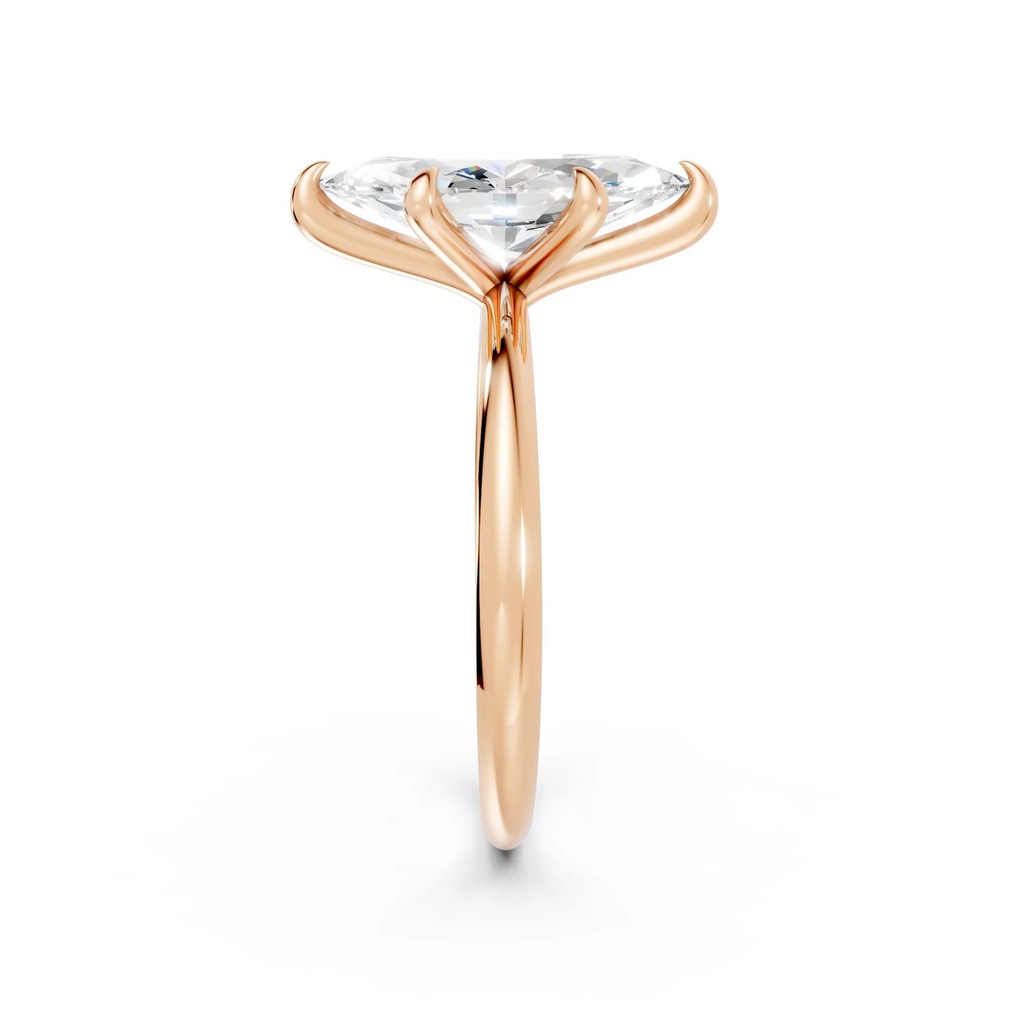 14K Gold Marquise Cut Diamond Solitaire Engagement Ring