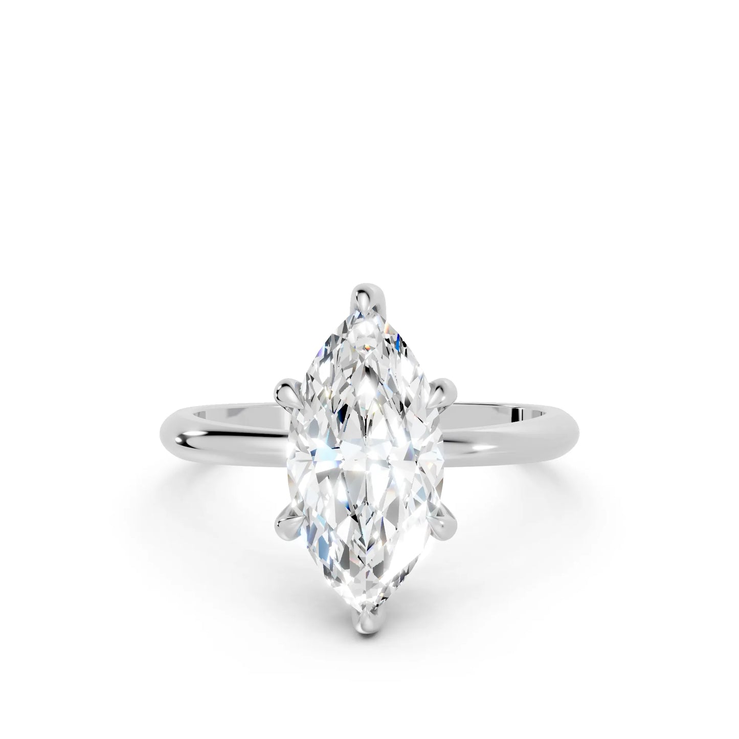 14K Gold Marquise Cut Diamond Solitaire Engagement Ring