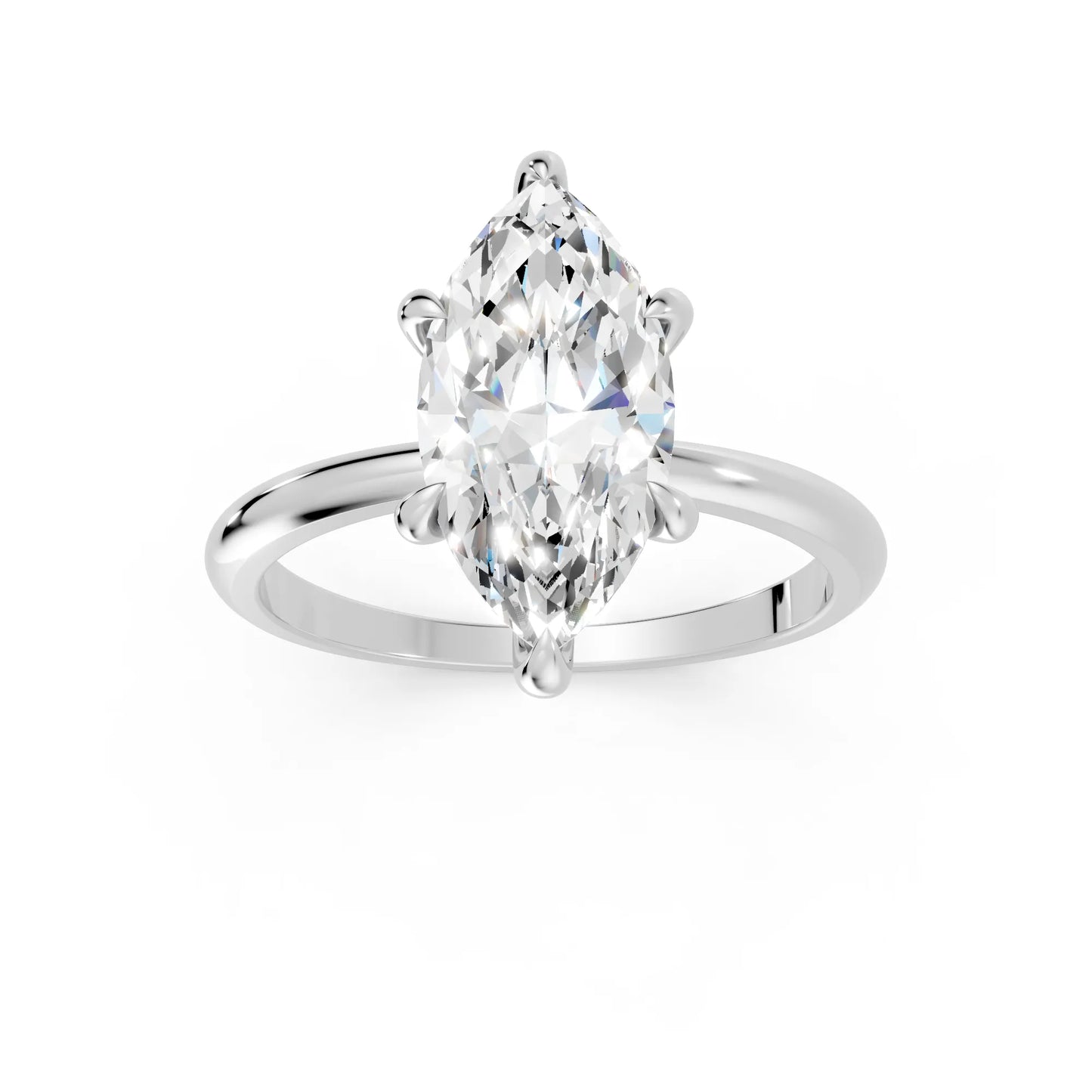 14K Gold Marquise Cut Diamond Solitaire Engagement Ring