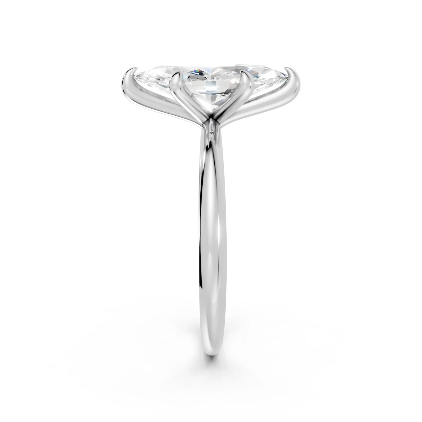14K Gold Marquise Cut Diamond Solitaire Engagement Ring