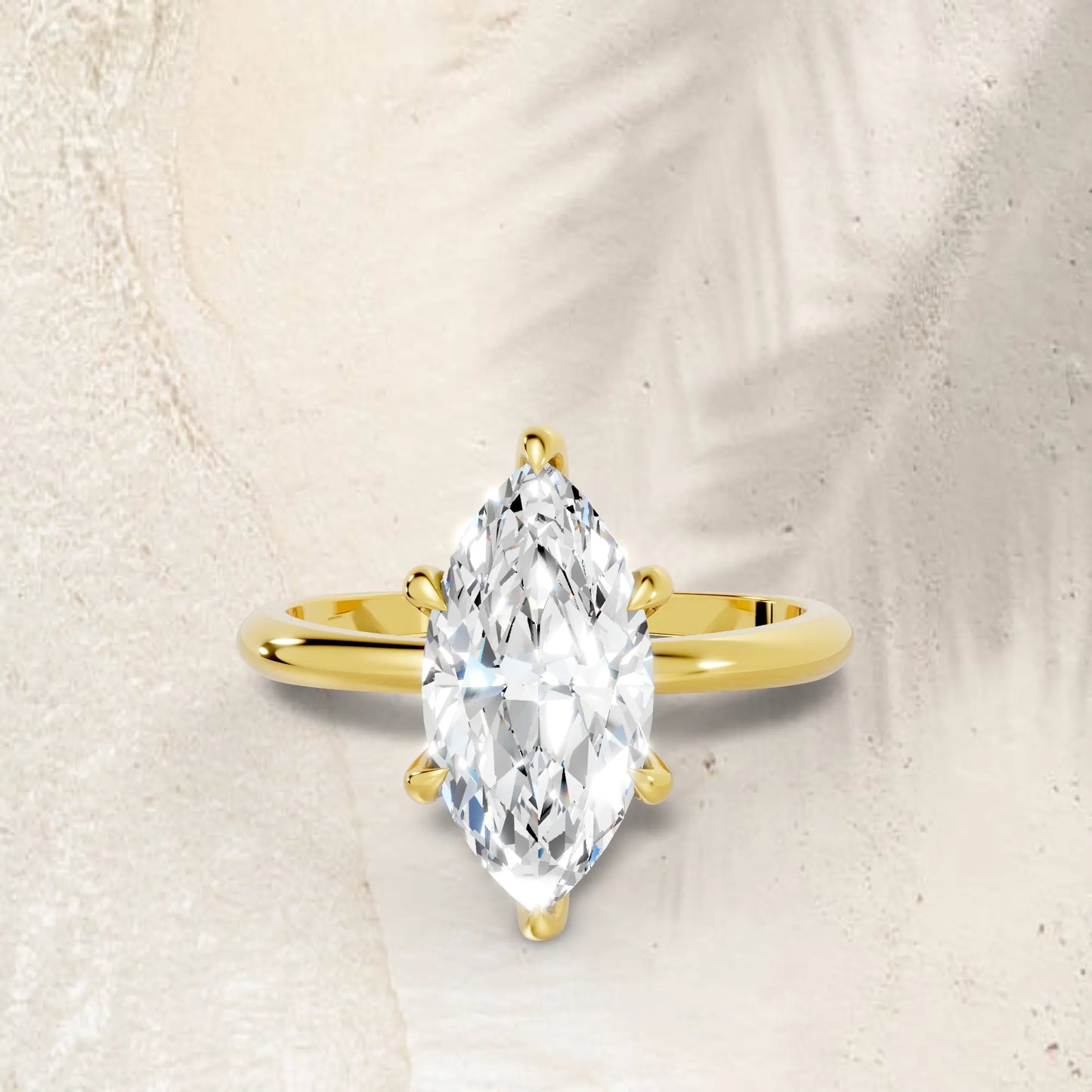 14K Gold Marquise Cut Diamond Solitaire Engagement Ring