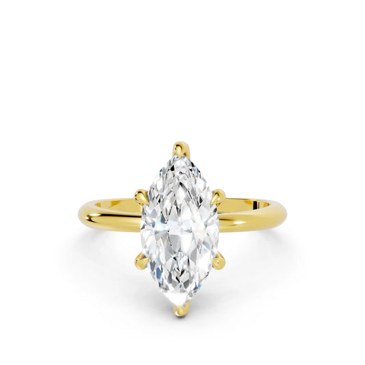 14K Gold Marquise Cut Diamond Solitaire Engagement Ring