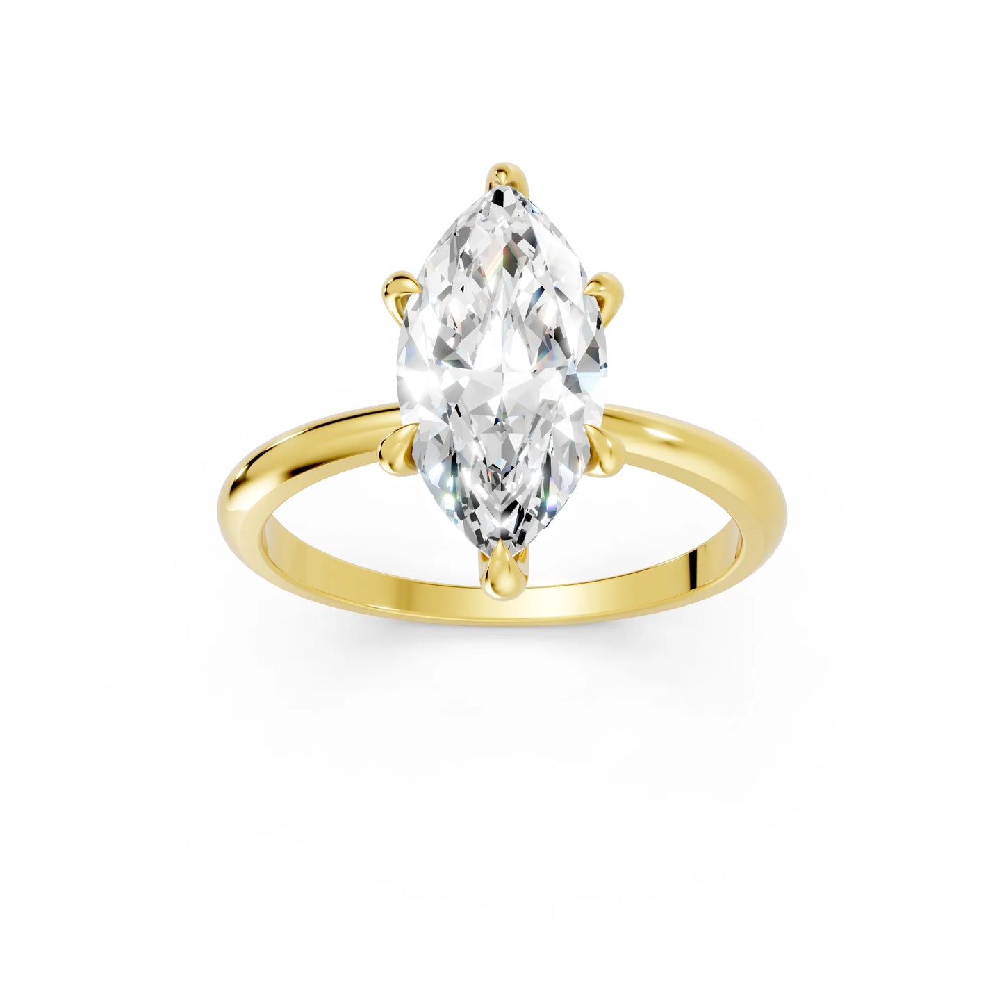 14K Gold Marquise Cut Diamond Solitaire Engagement Ring