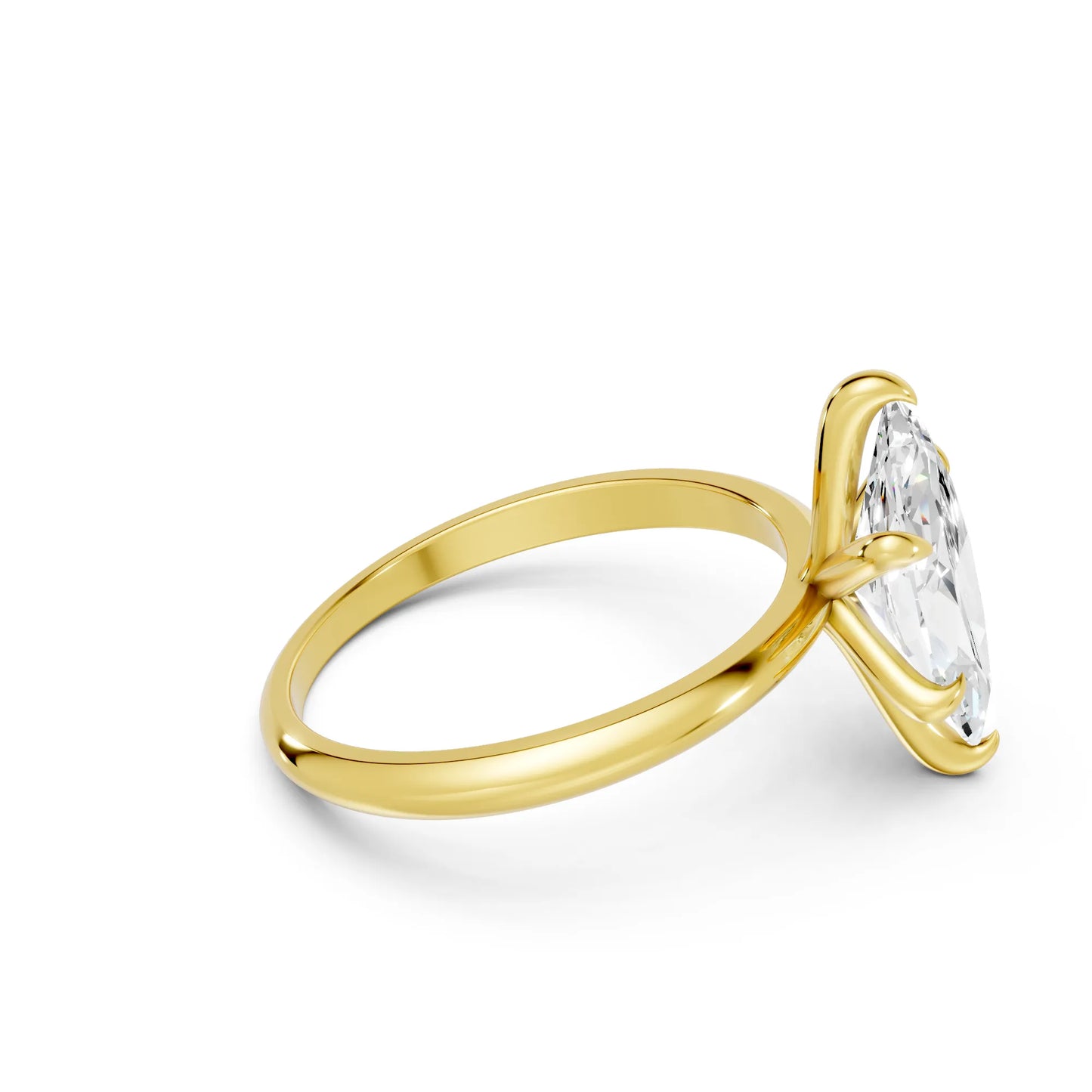 14K Gold Marquise Cut Diamond Solitaire Engagement Ring