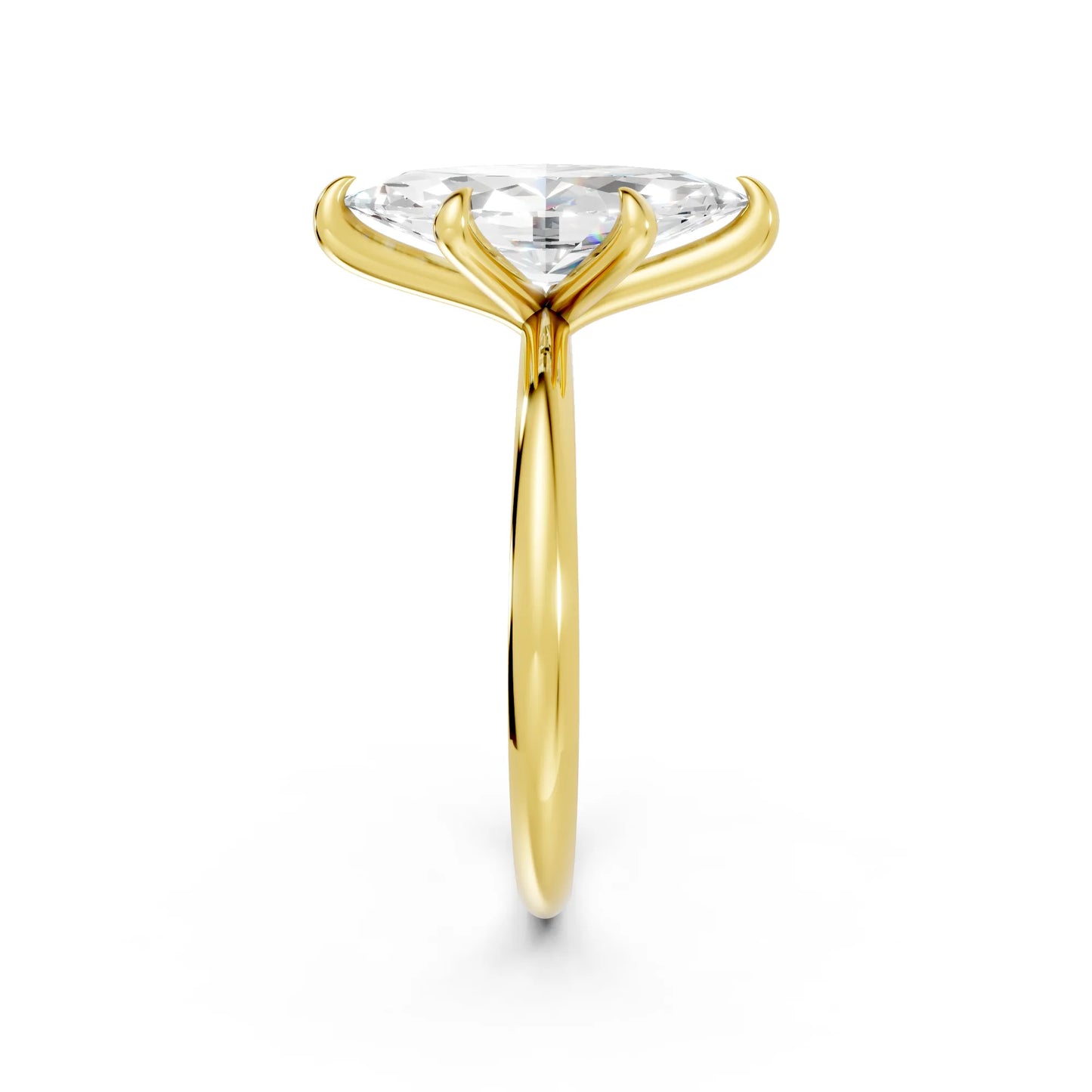 14K Gold Marquise Cut Diamond Solitaire Engagement Ring