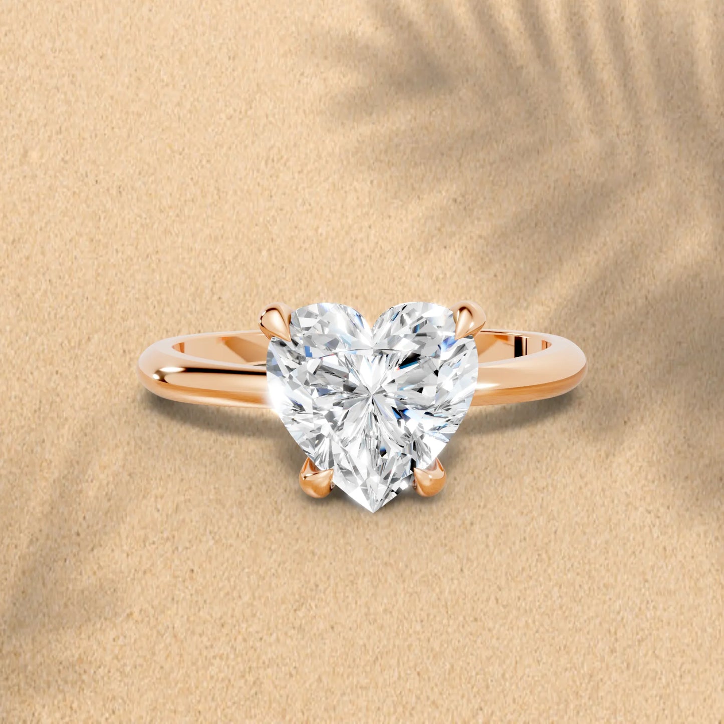 14K Gold Heart Cut Diamond Solitaire Engagement Ring