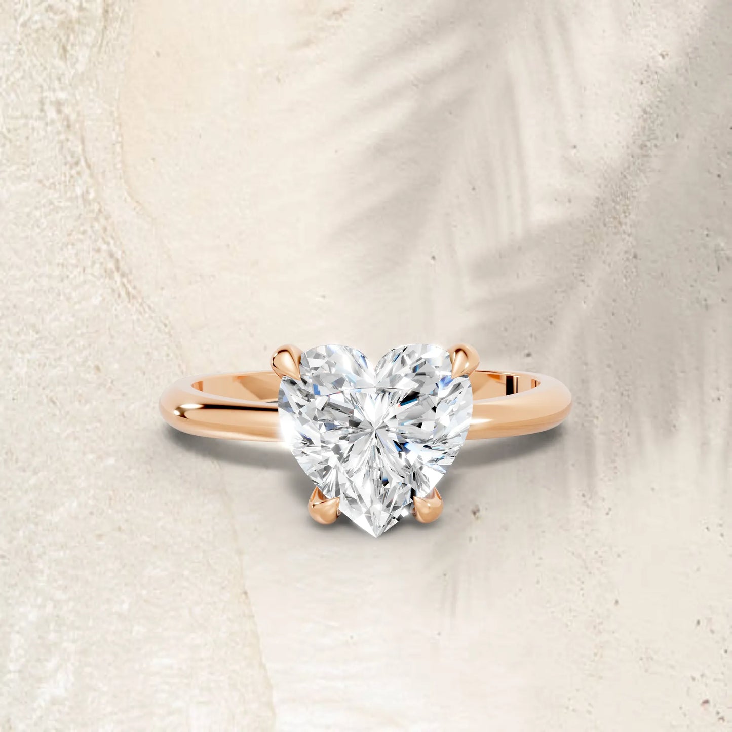 14K Gold Heart Cut Diamond Solitaire Engagement Ring