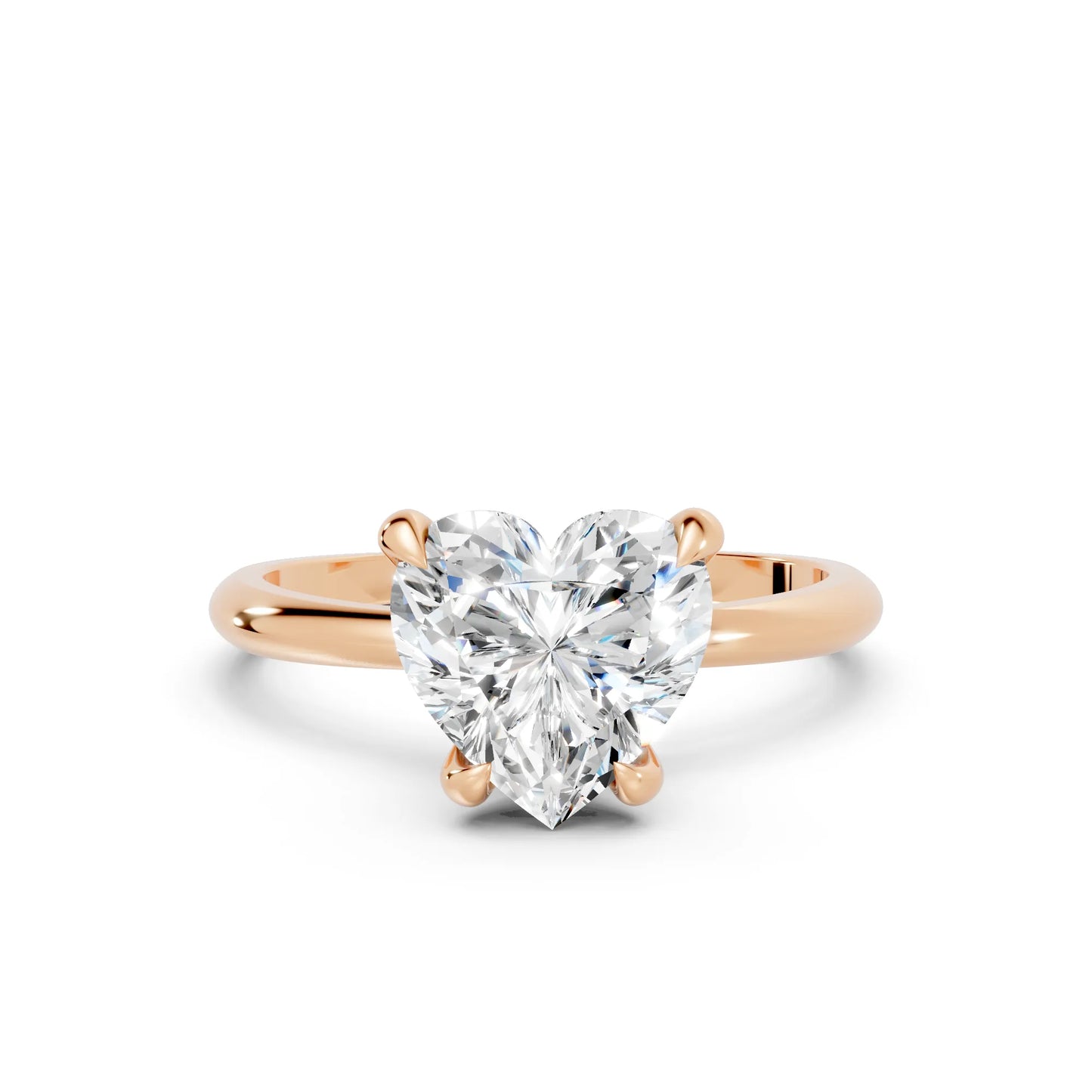 14K Gold Heart Cut Diamond Solitaire Engagement Ring