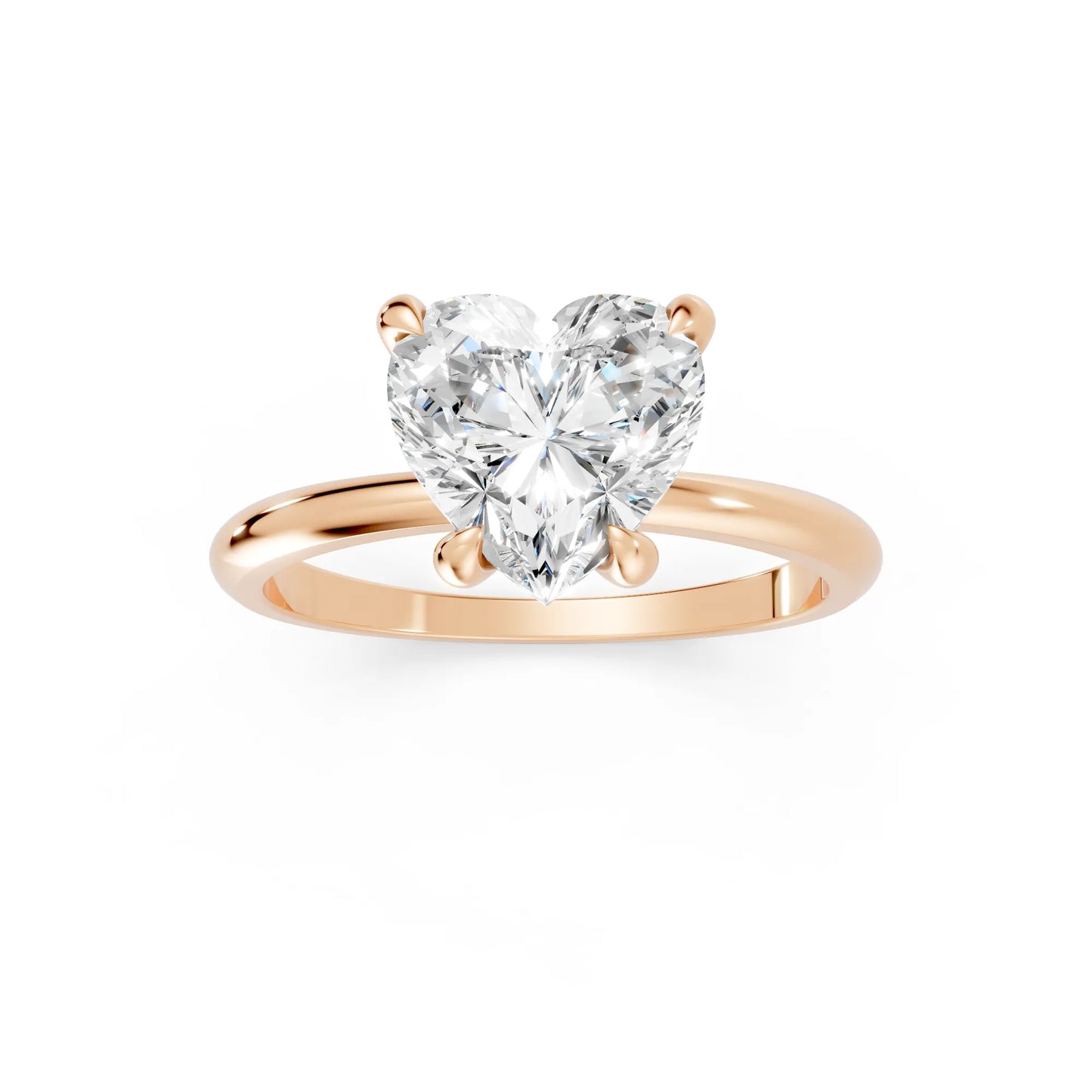 14K Gold Heart Cut Diamond Solitaire Engagement Ring