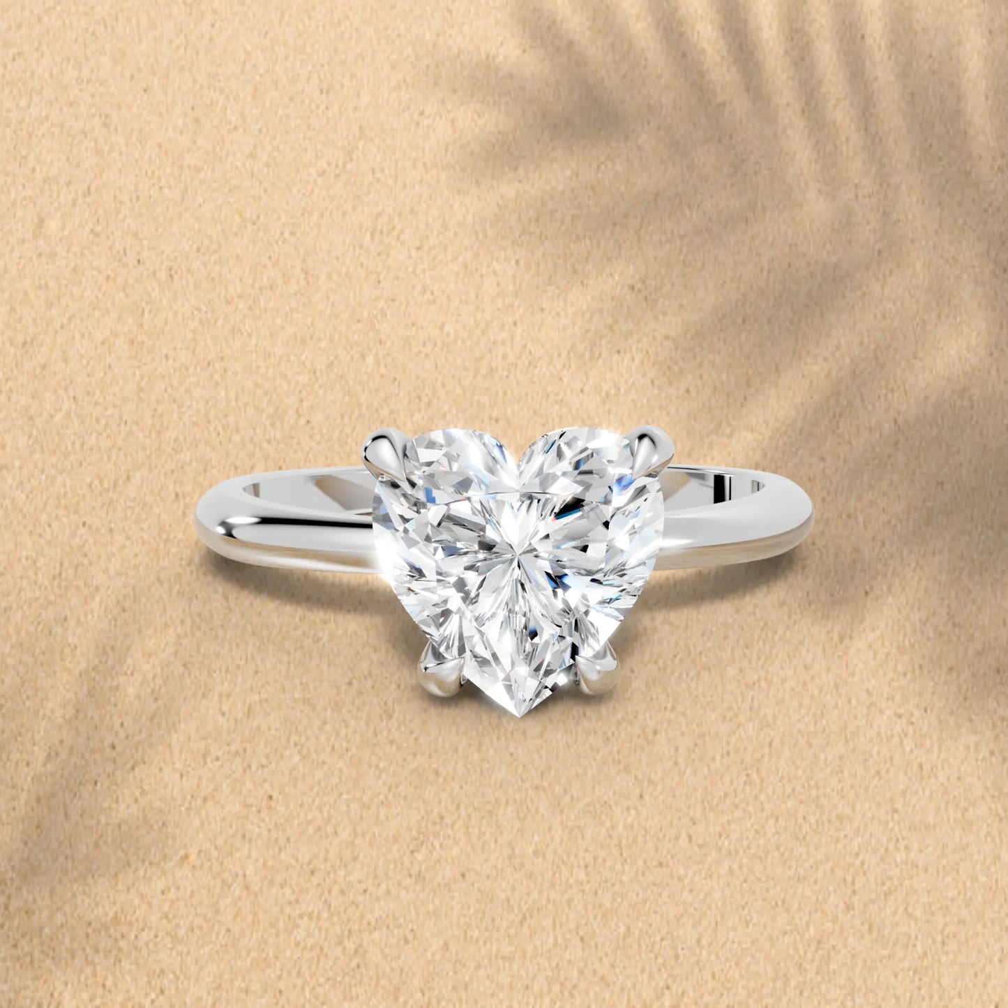 14K Gold Heart Cut Diamond Solitaire Engagement Ring