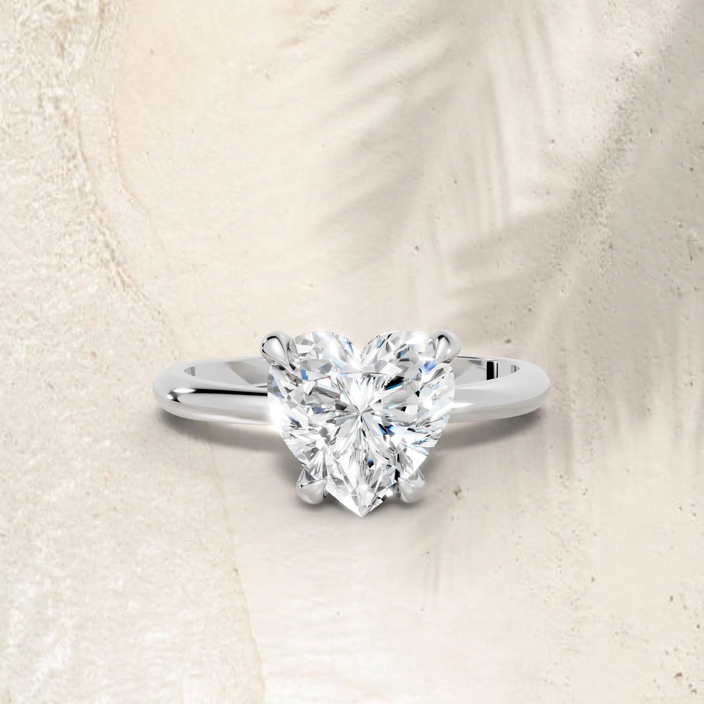 14K Gold Heart Cut Diamond Solitaire Engagement Ring