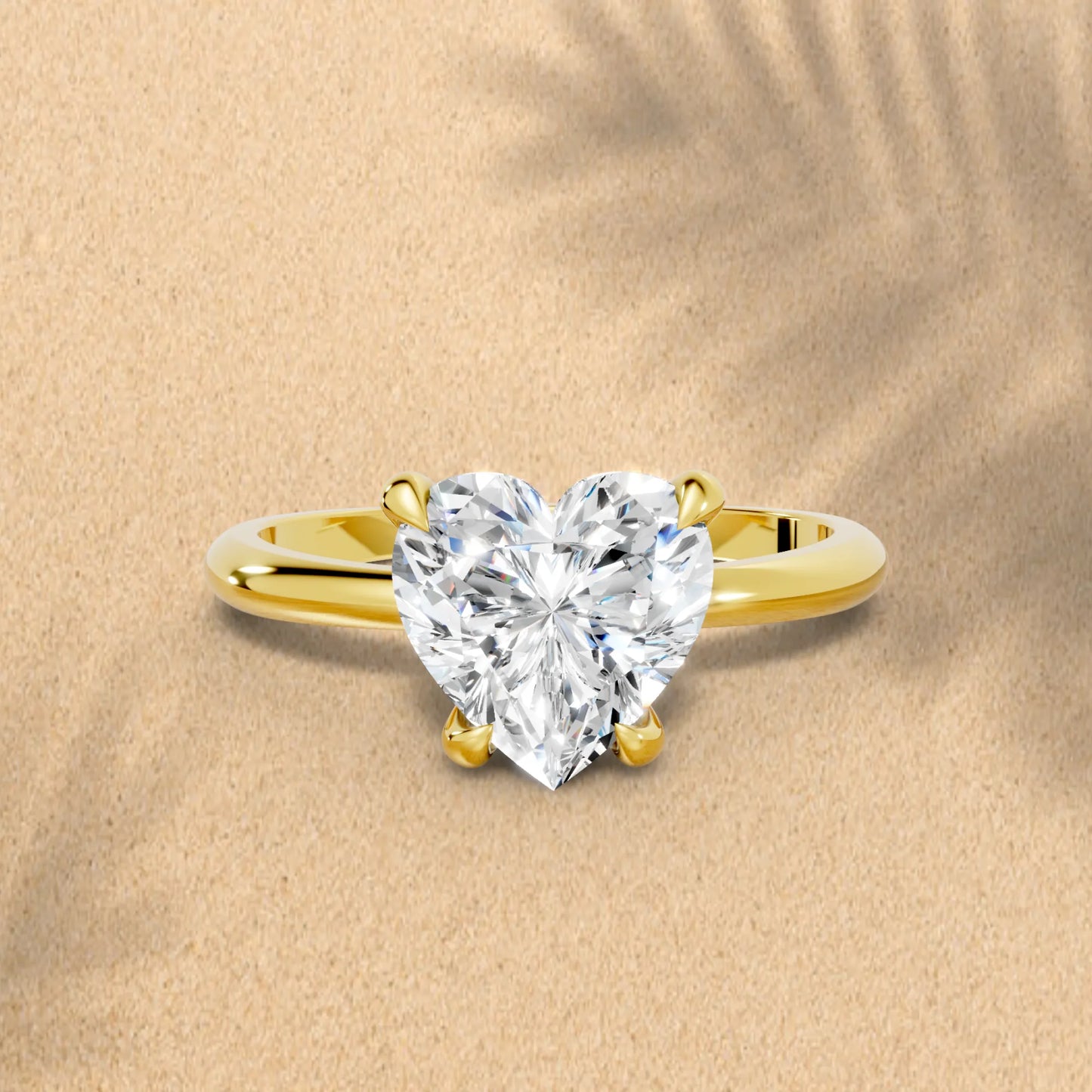 14K Gold Heart Cut Diamond Solitaire Engagement Ring