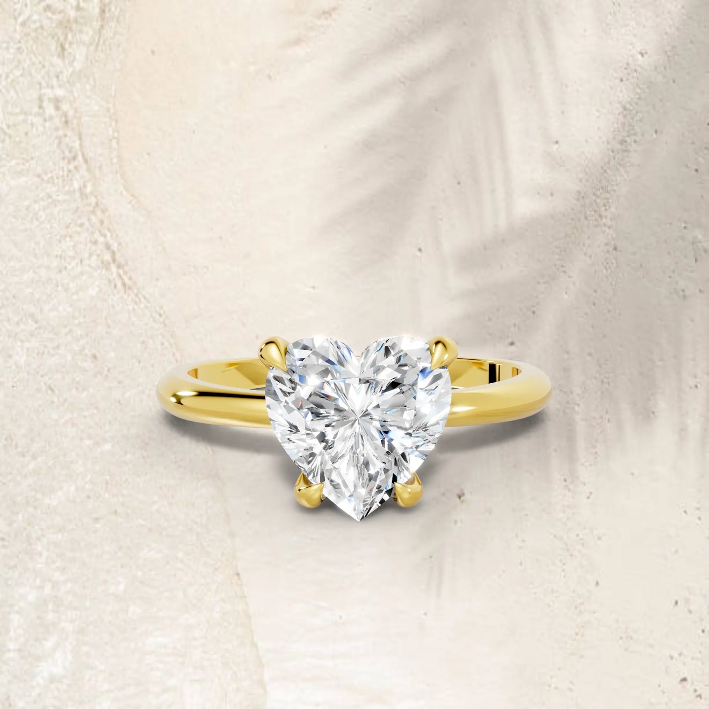 14K Gold Heart Cut Diamond Solitaire Engagement Ring