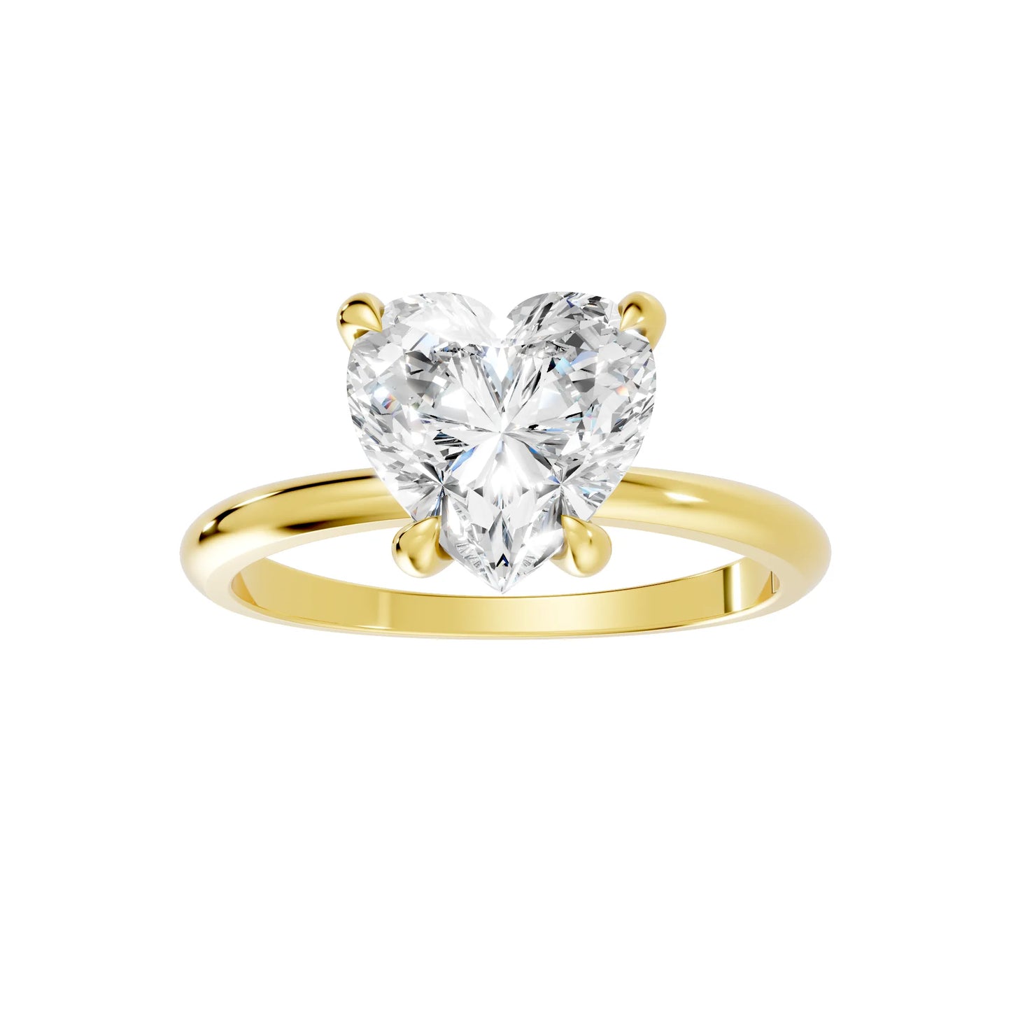 14K Gold Heart Cut Diamond Solitaire Engagement Ring