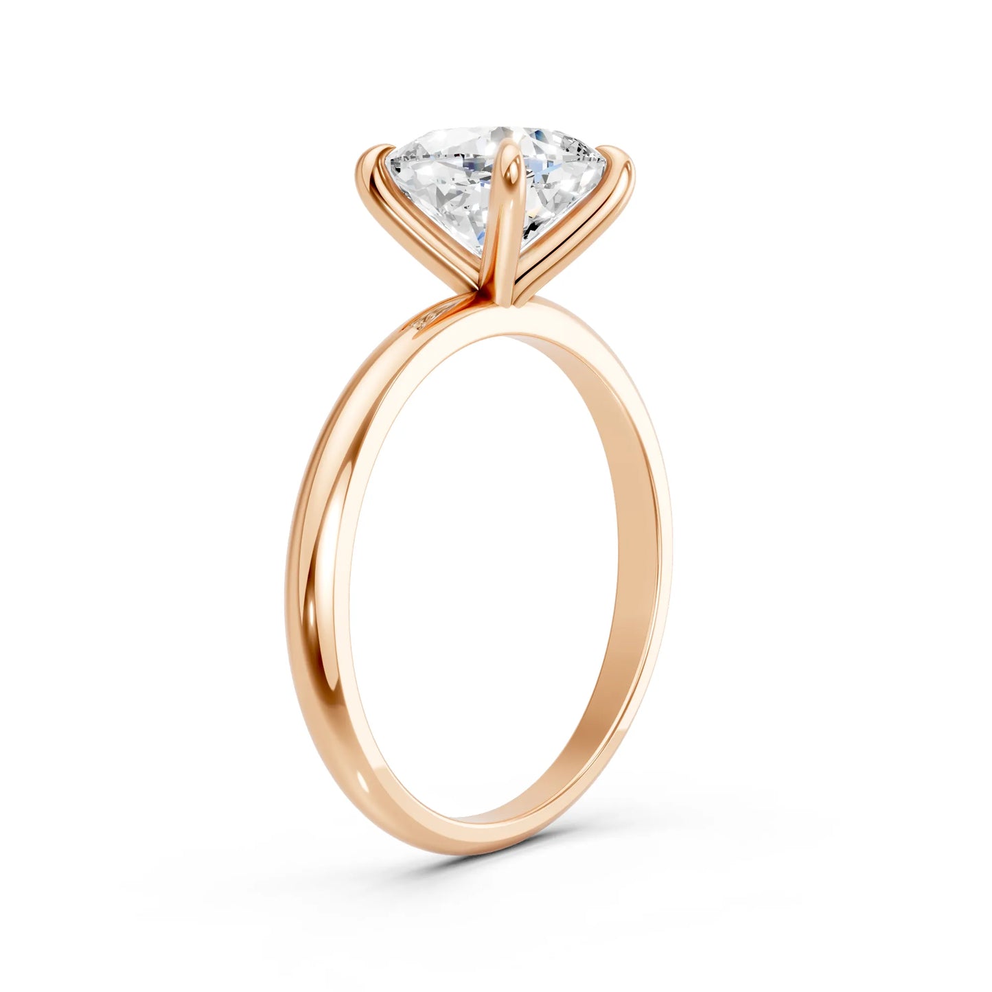 14K Gold Cushion Cut Diamond Solitaire Engagement Ring