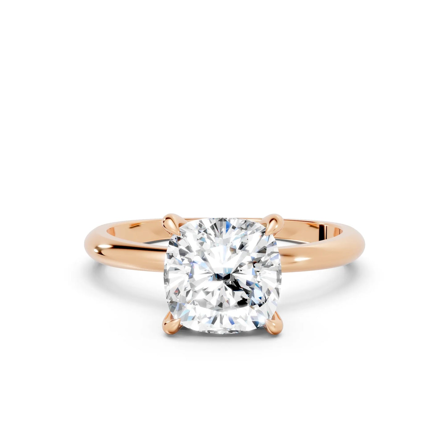 14K Gold Cushion Cut Diamond Solitaire Engagement Ring