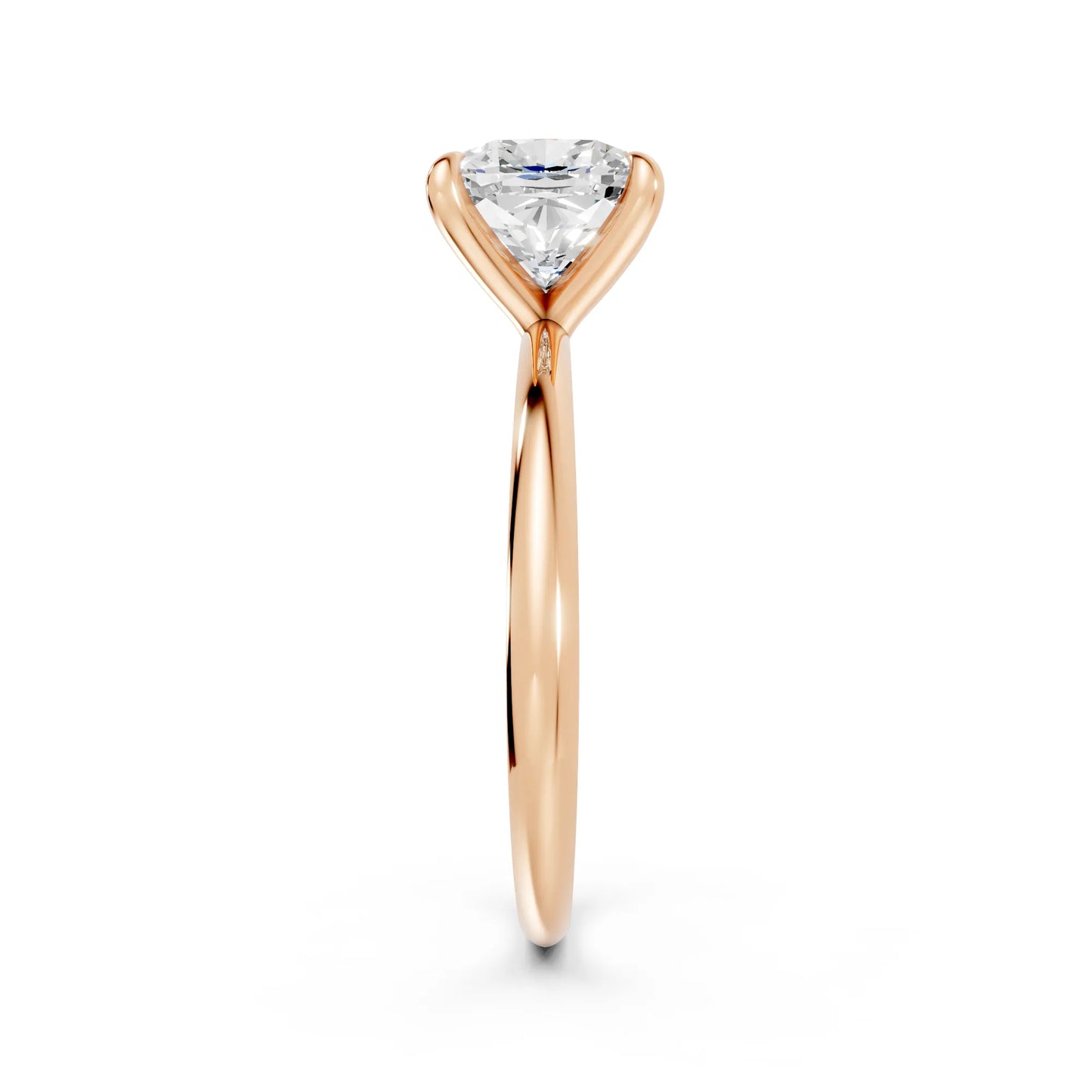 14K Gold Cushion Cut Diamond Solitaire Engagement Ring