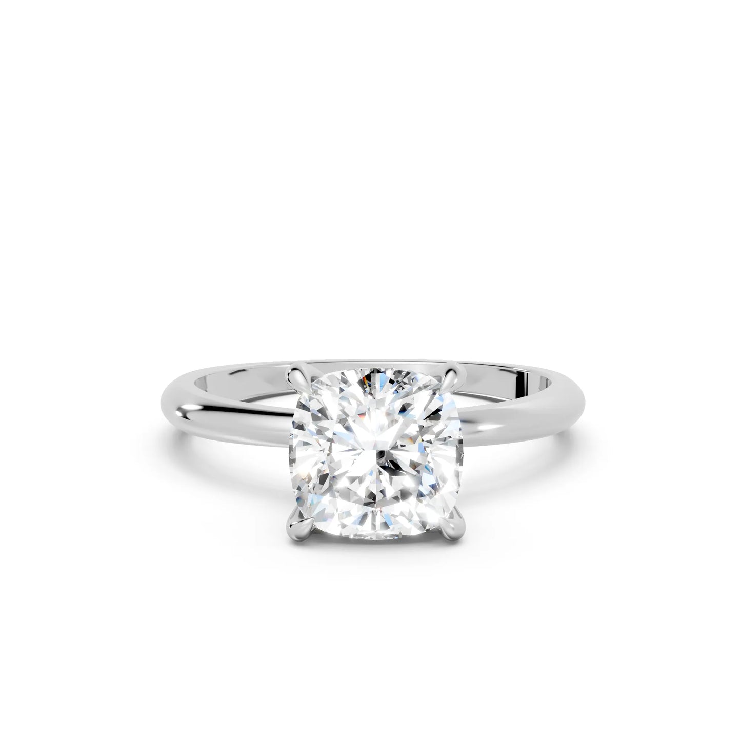 14K Gold Cushion Cut Diamond Solitaire Engagement Ring