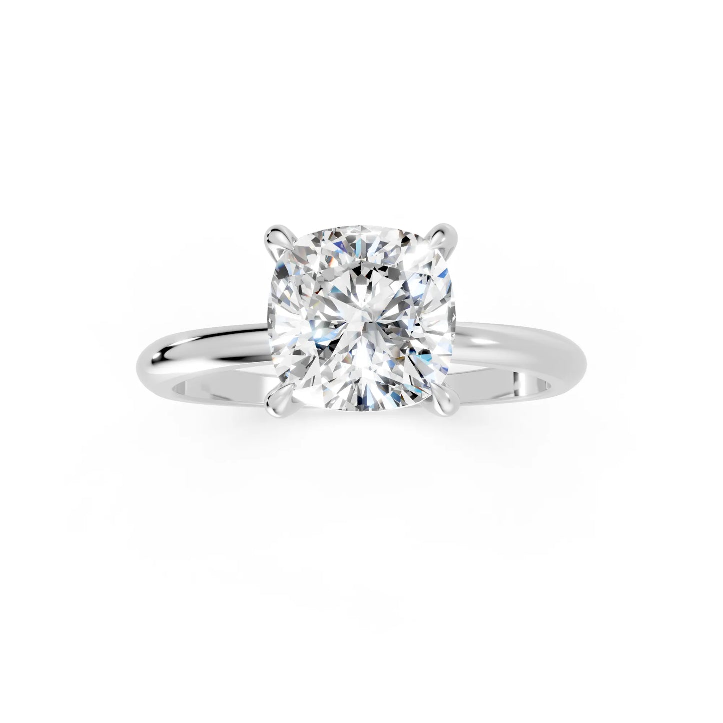 14K Gold Cushion Cut Diamond Solitaire Engagement Ring