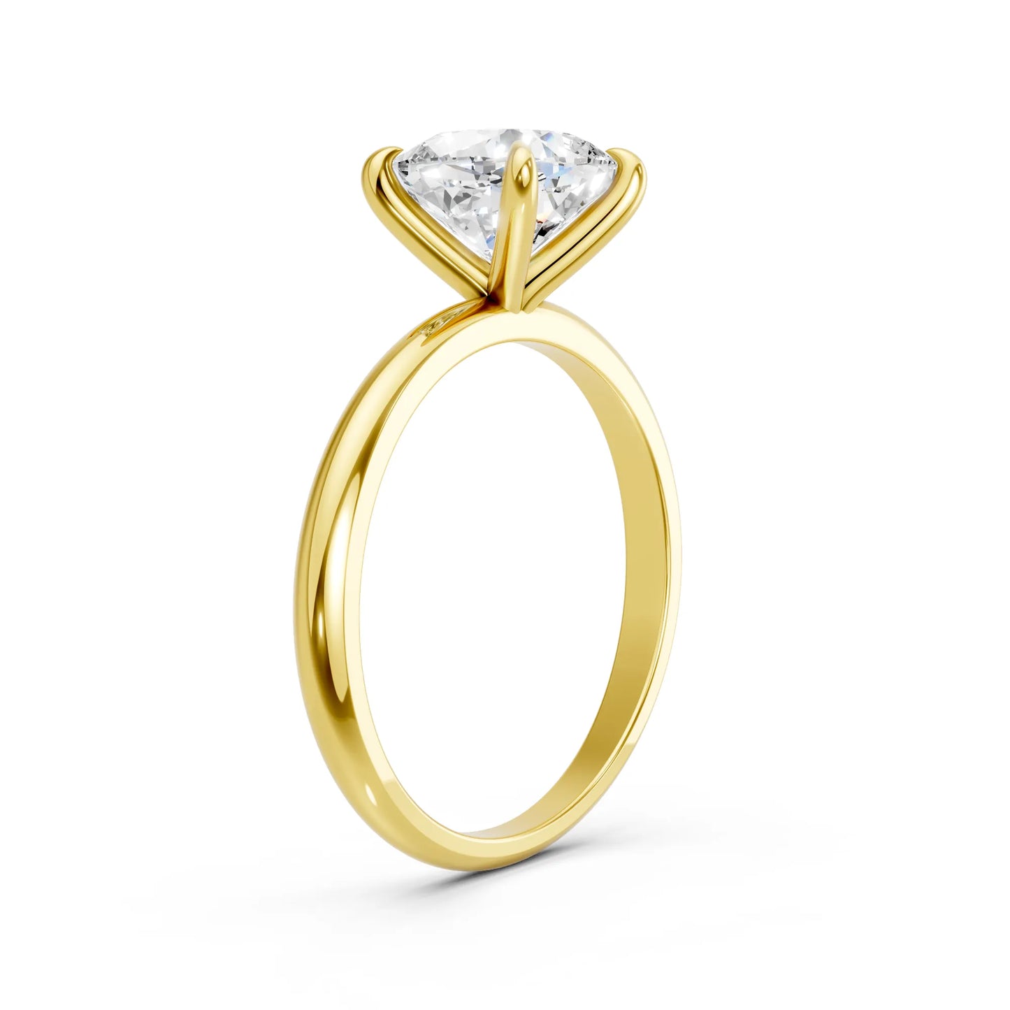 14K Gold Cushion Cut Diamond Solitaire Engagement Ring