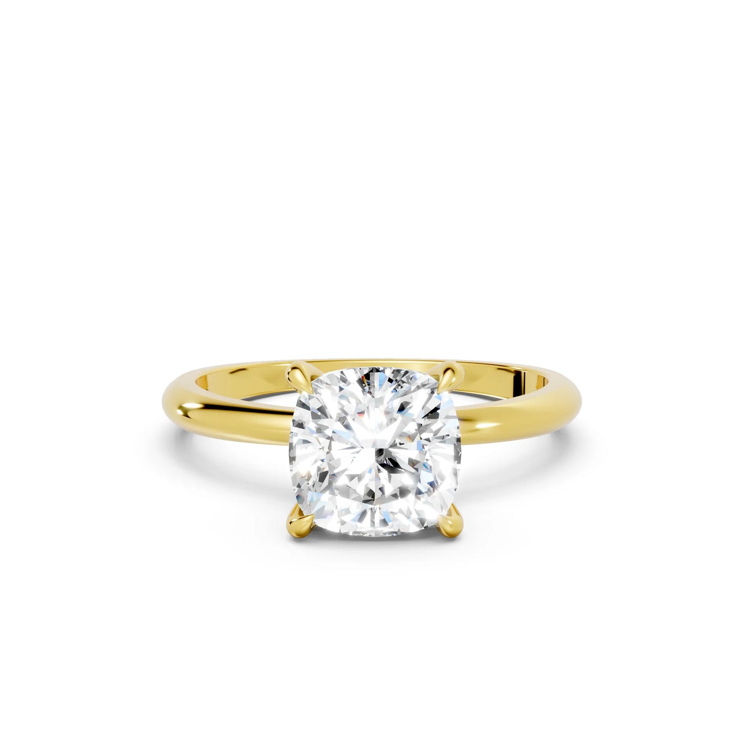 14K Gold Cushion Cut Diamond Solitaire Engagement Ring