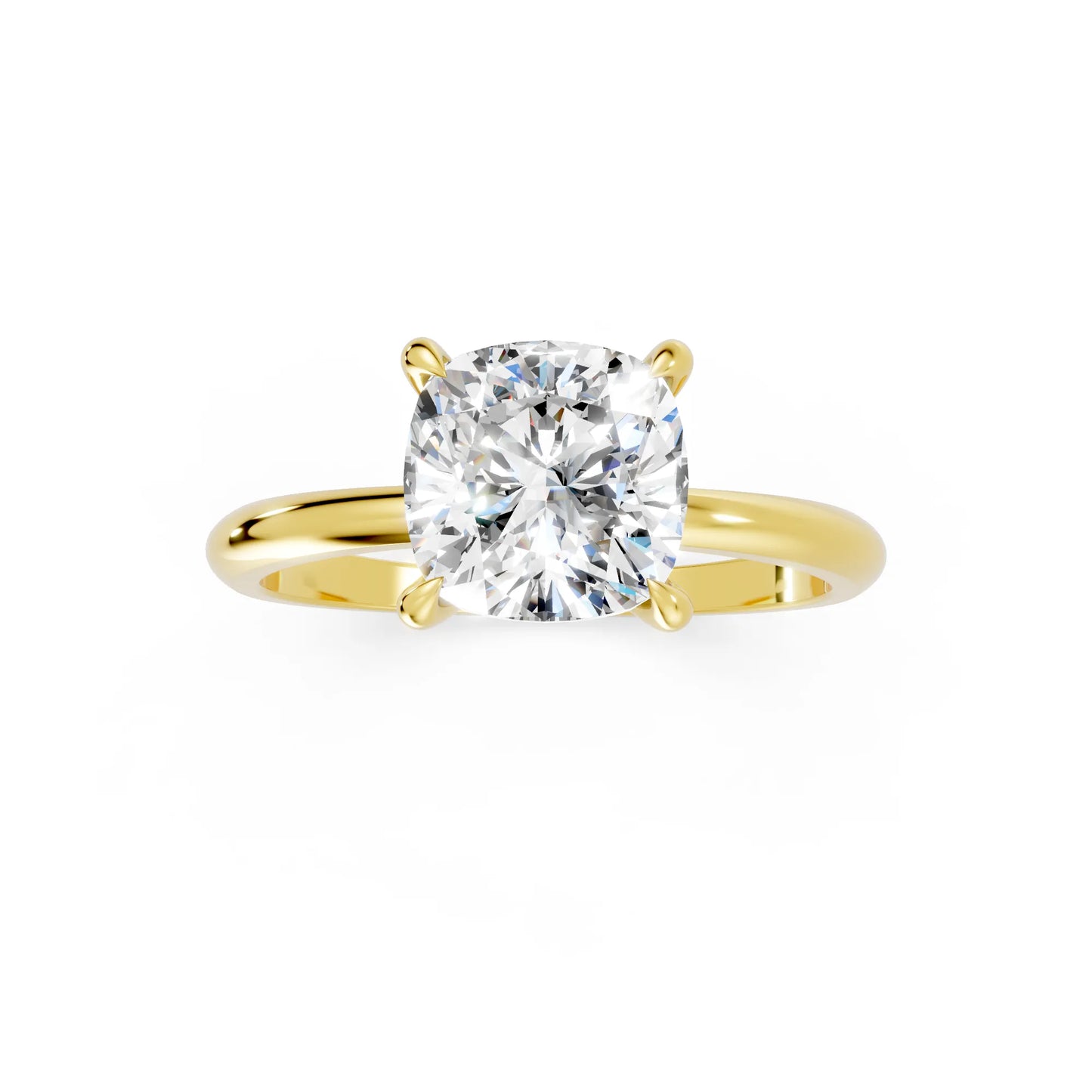 14K Gold Cushion Cut Diamond Solitaire Engagement Ring